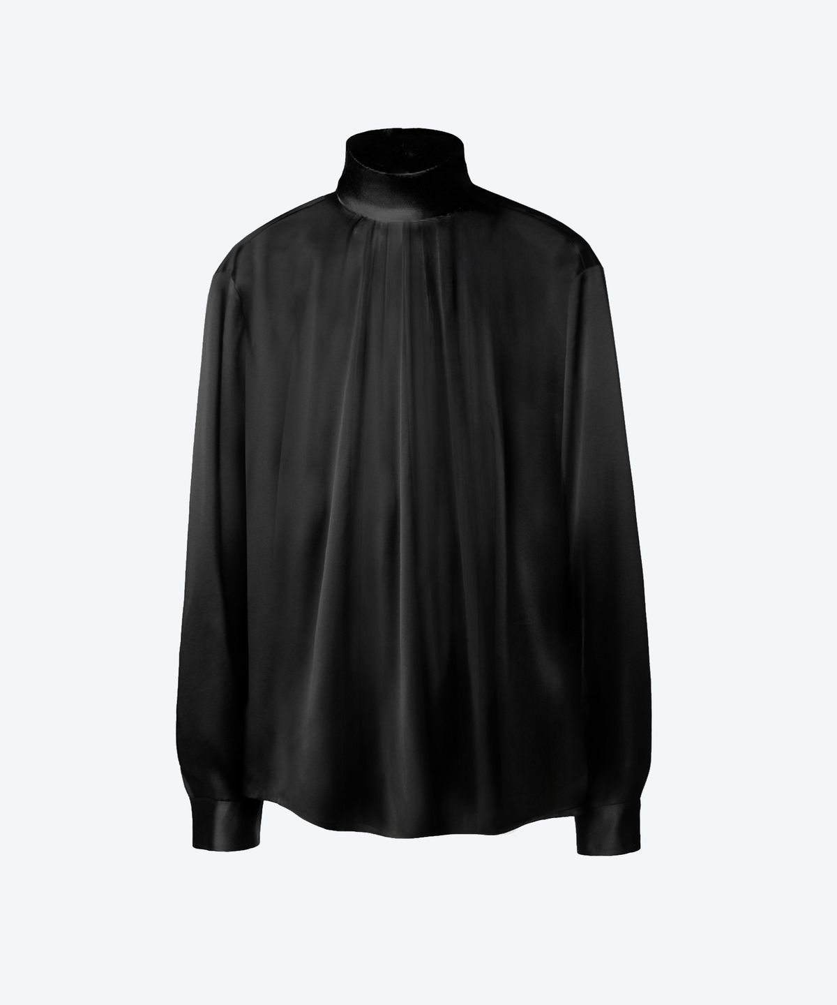 언티지(UNTAGE) 실크 하이넥 블라우스[Black(UNISEX)]_UTS-FS36