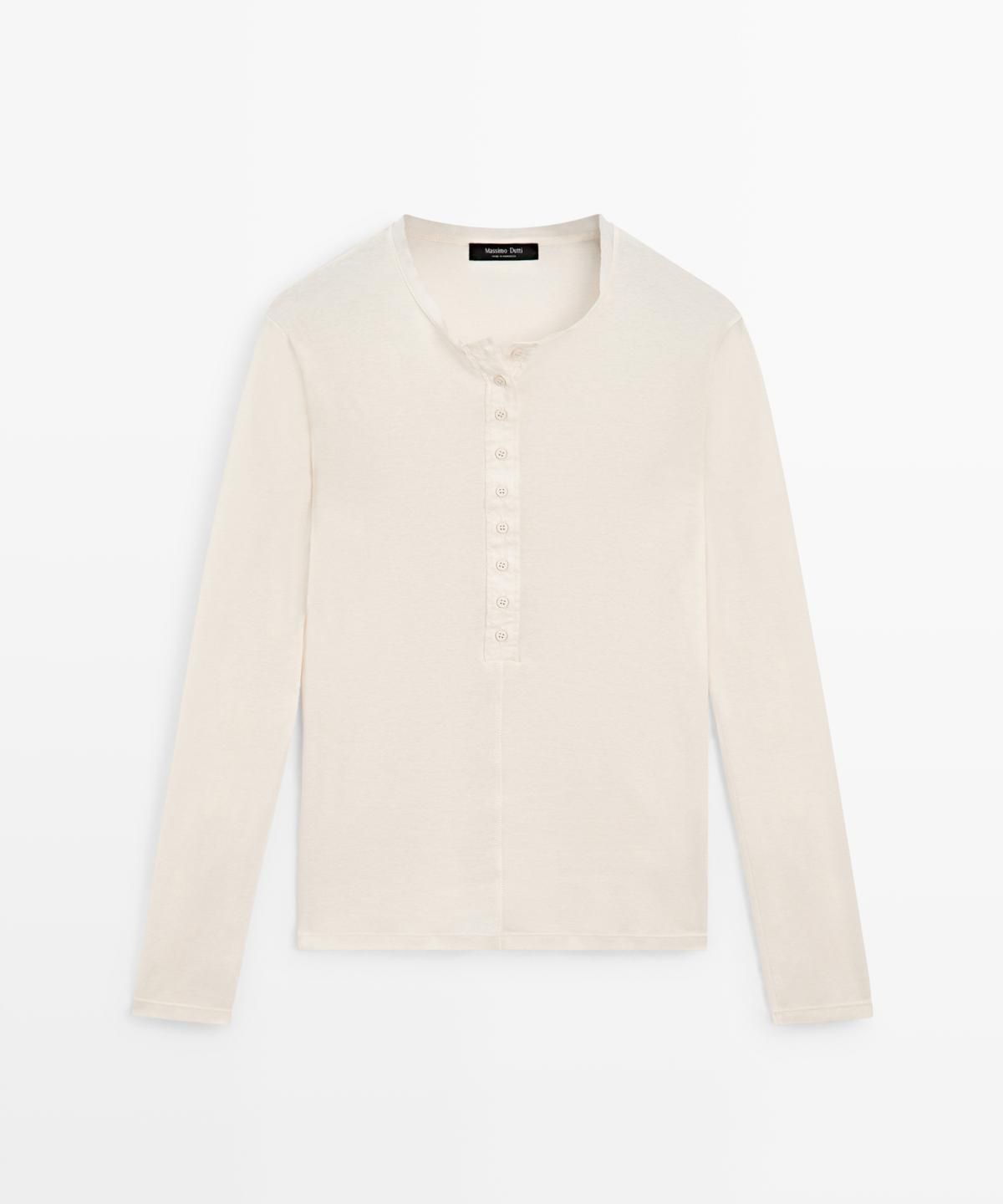 마시모두띠(MASSIMO DUTTI) 버튼 디테일 코튼 티셔츠