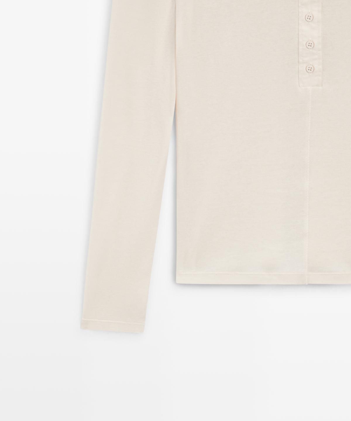 마시모두띠(MASSIMO DUTTI) 버튼 디테일 코튼 티셔츠