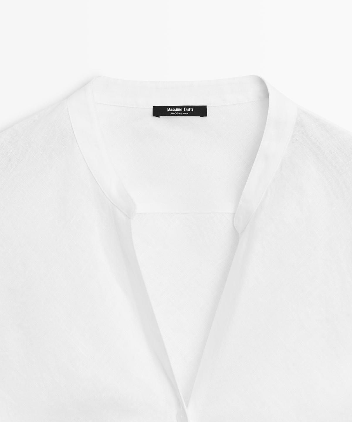 마시모두띠(MASSIMO DUTTI) 100% 린넨 스탠드 칼라 셔츠
