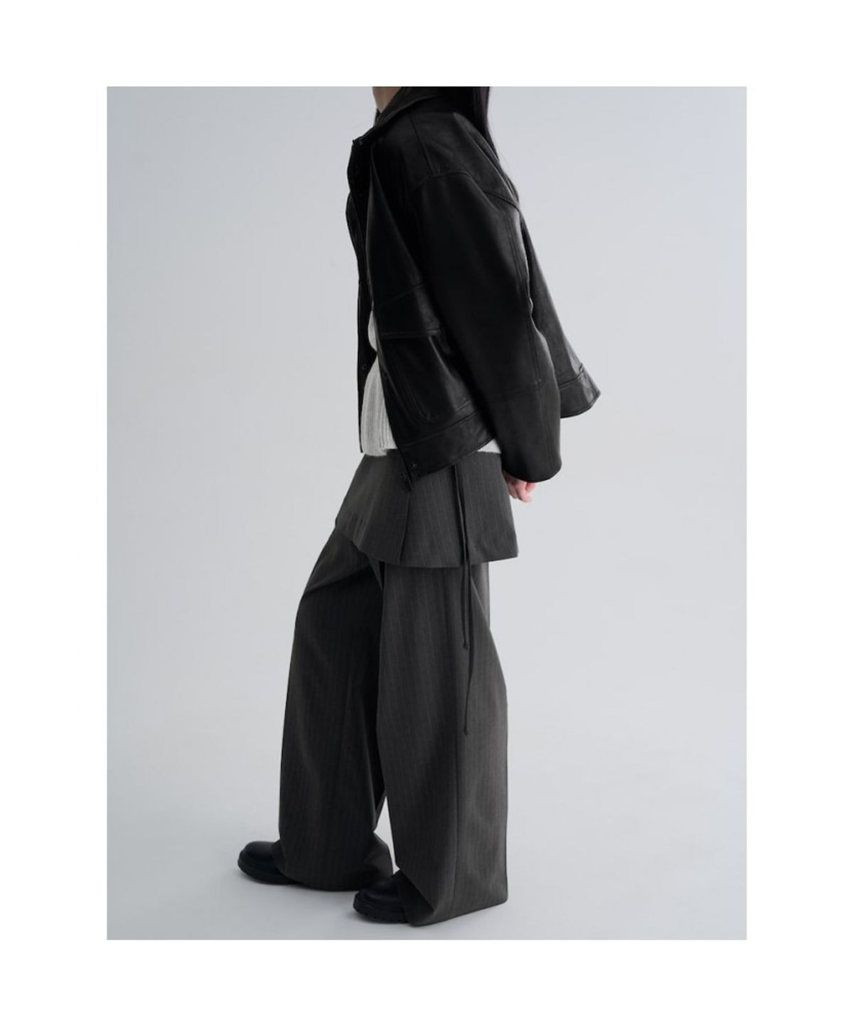 에잇세컨즈(8SECONDS) 스트라이프 스커트 팬츠  애쉬
