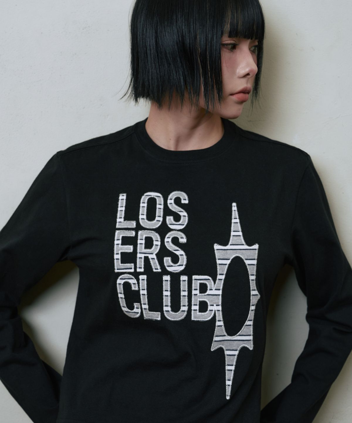 루저스클럽(LOSERS CLUB) 로고 레이어드 긴팔티셔츠 블랙