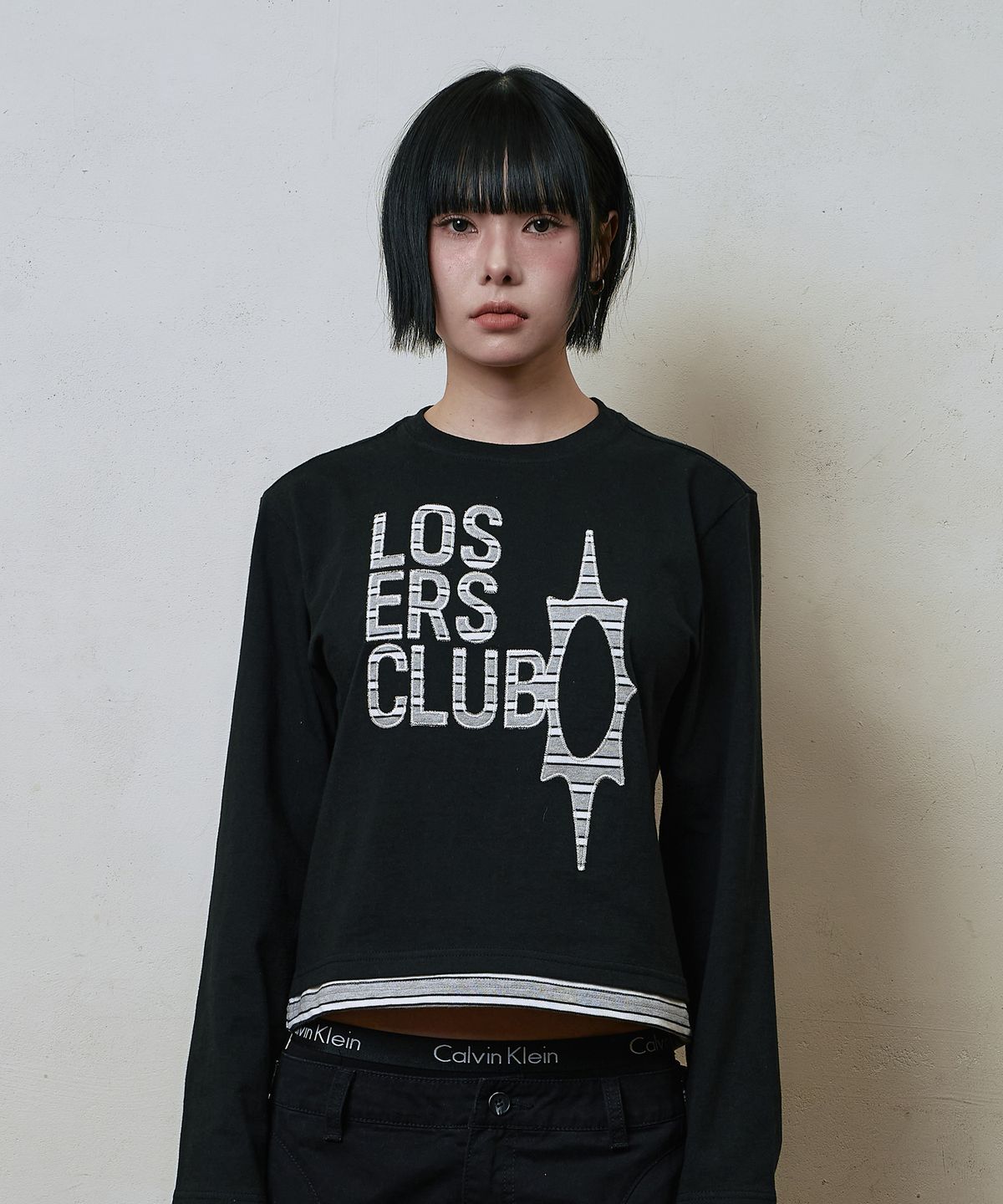 루저스클럽(LOSERS CLUB) 로고 레이어드 긴팔티셔츠 블랙