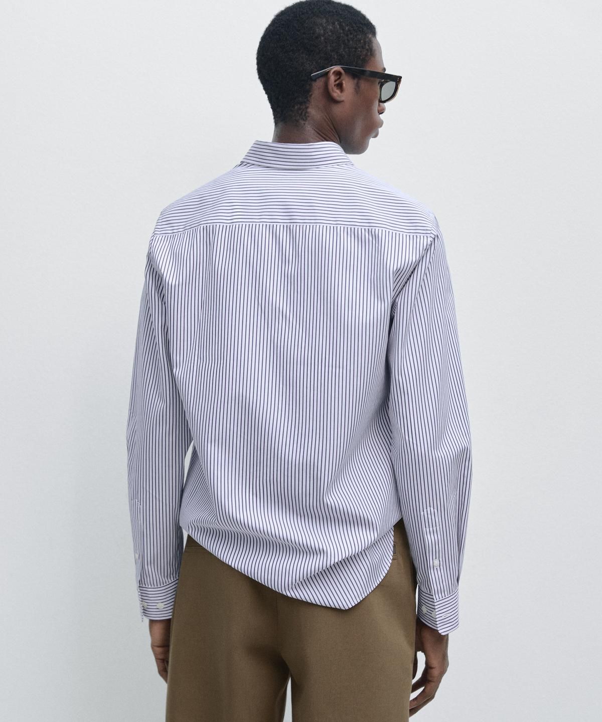 마시모두띠(MASSIMO DUTTI) 100% 코튼 레귤러핏 스트라이프 셔츠