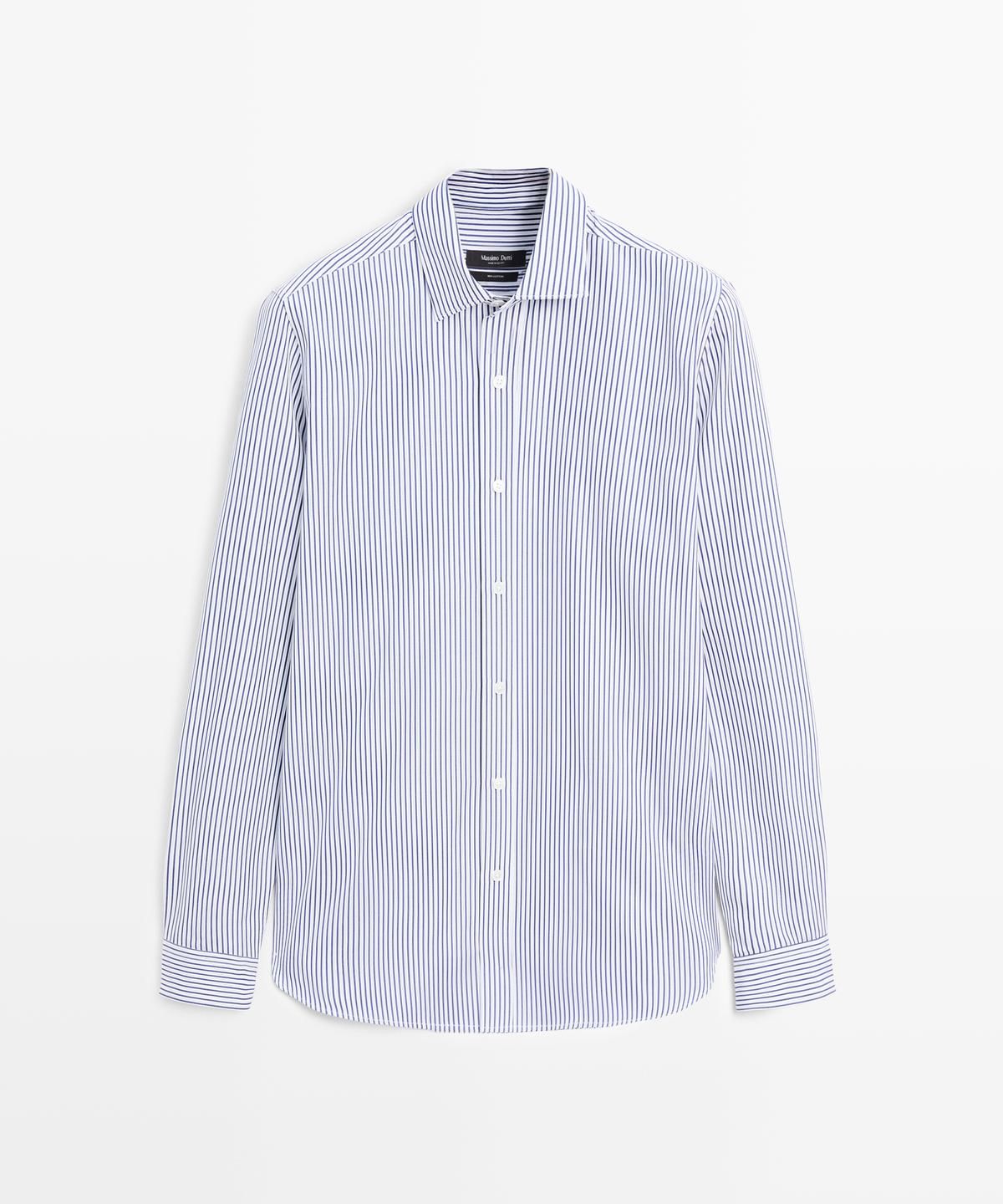 마시모두띠(MASSIMO DUTTI) 100% 코튼 레귤러핏 스트라이프 셔츠