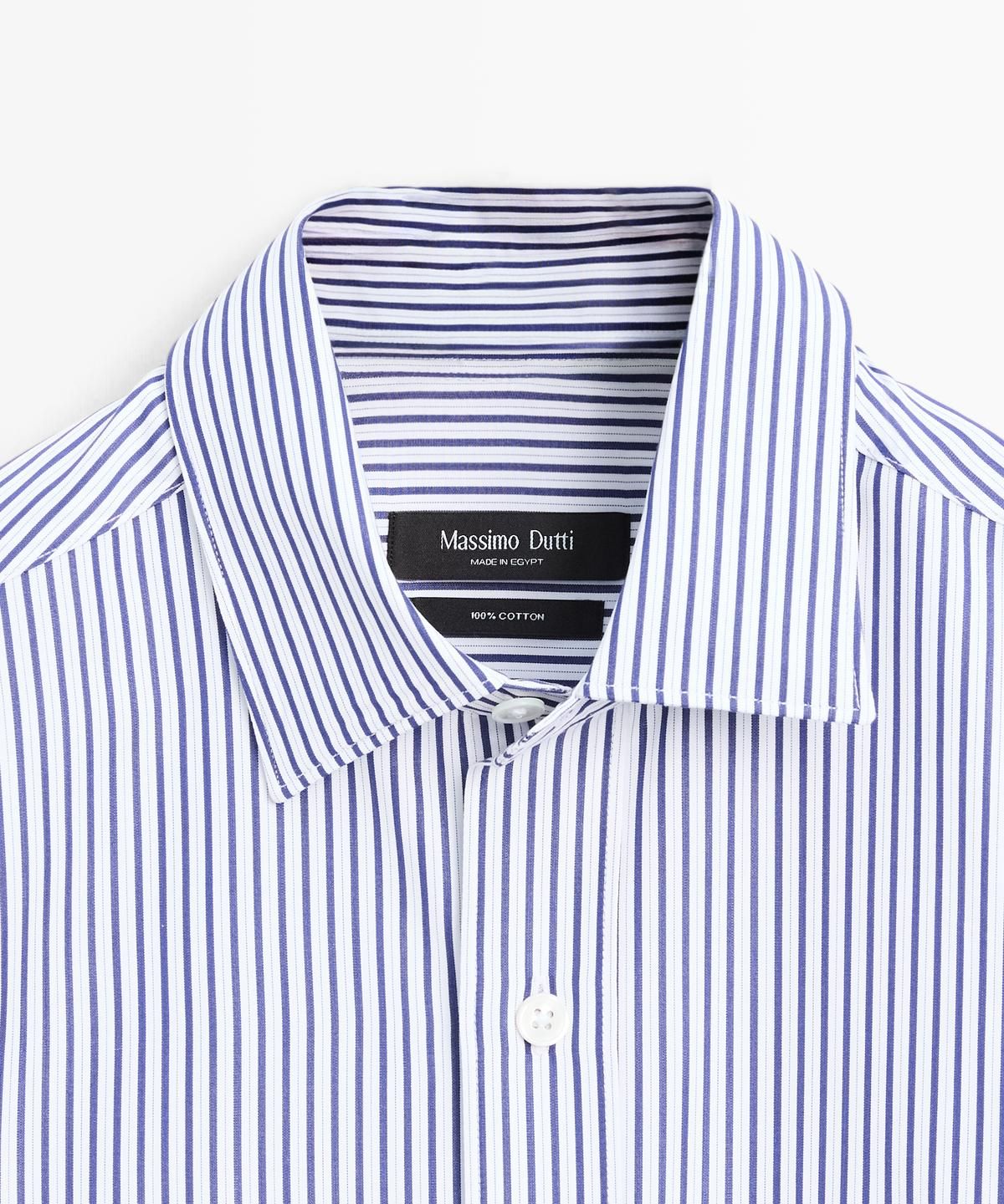 마시모두띠(MASSIMO DUTTI) 100% 코튼 레귤러핏 스트라이프 셔츠