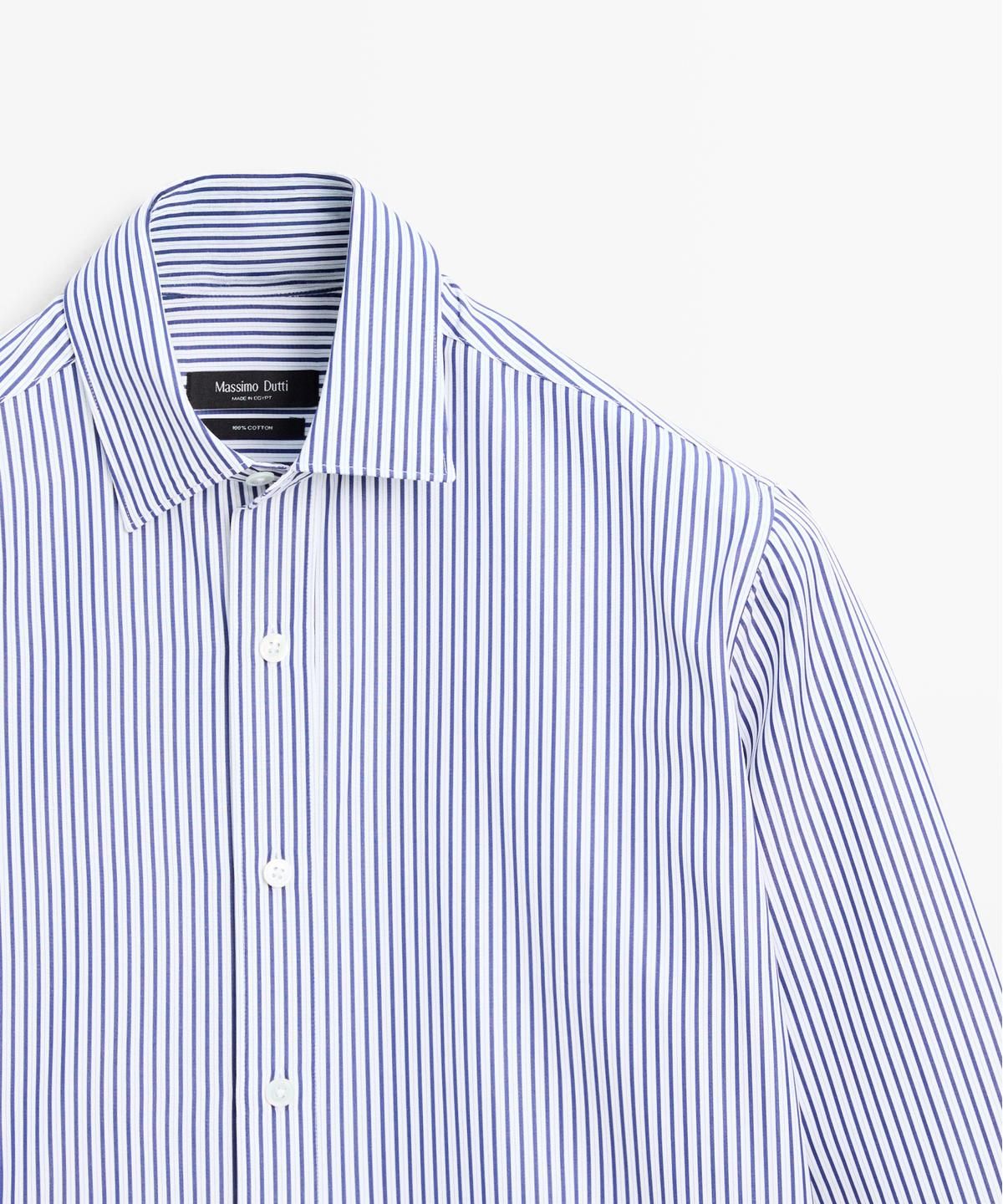마시모두띠(MASSIMO DUTTI) 100% 코튼 레귤러핏 스트라이프 셔츠