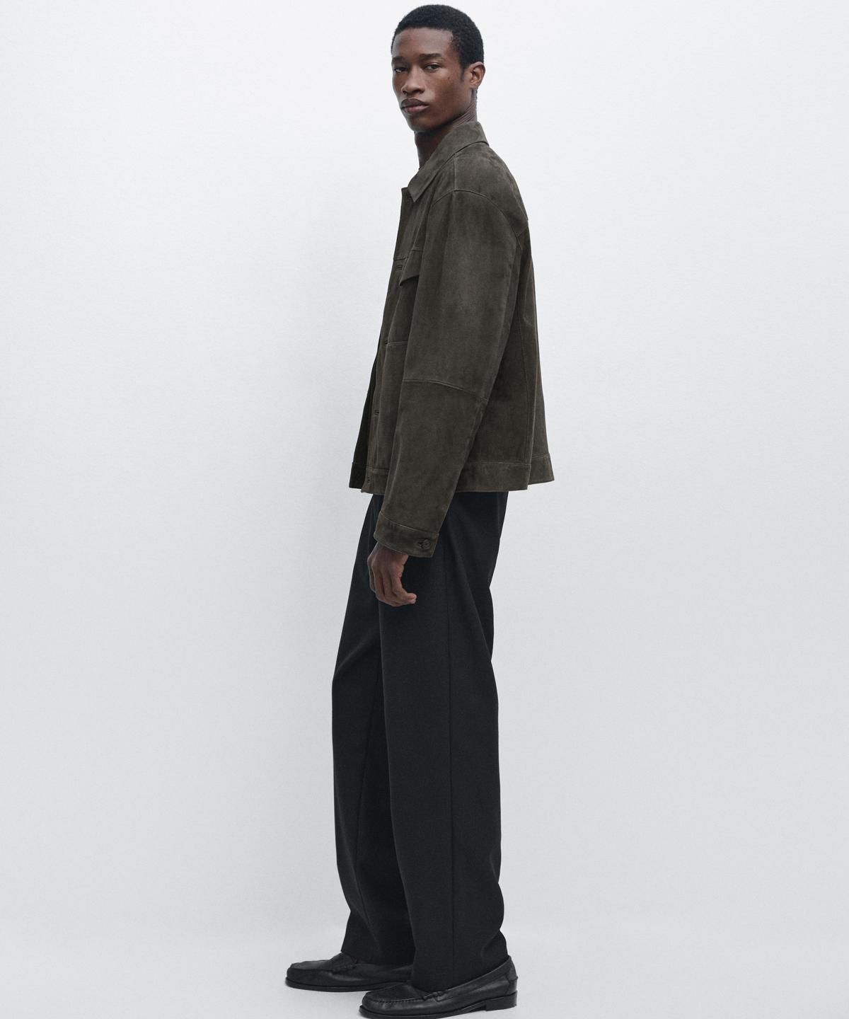 마시모두띠(MASSIMO DUTTI) 포켓 디테일 스웨이드 레더 자켓