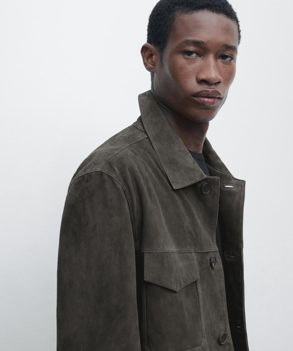 마시모두띠(MASSIMO DUTTI) 포켓 디테일 스웨이드 레더 자켓