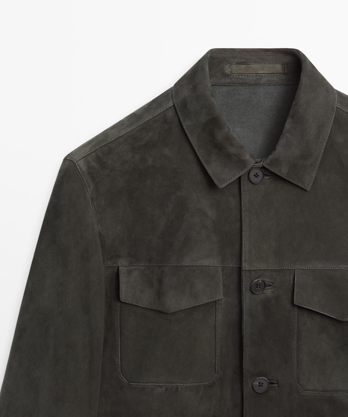 마시모두띠(MASSIMO DUTTI) 포켓 디테일 스웨이드 레더 자켓