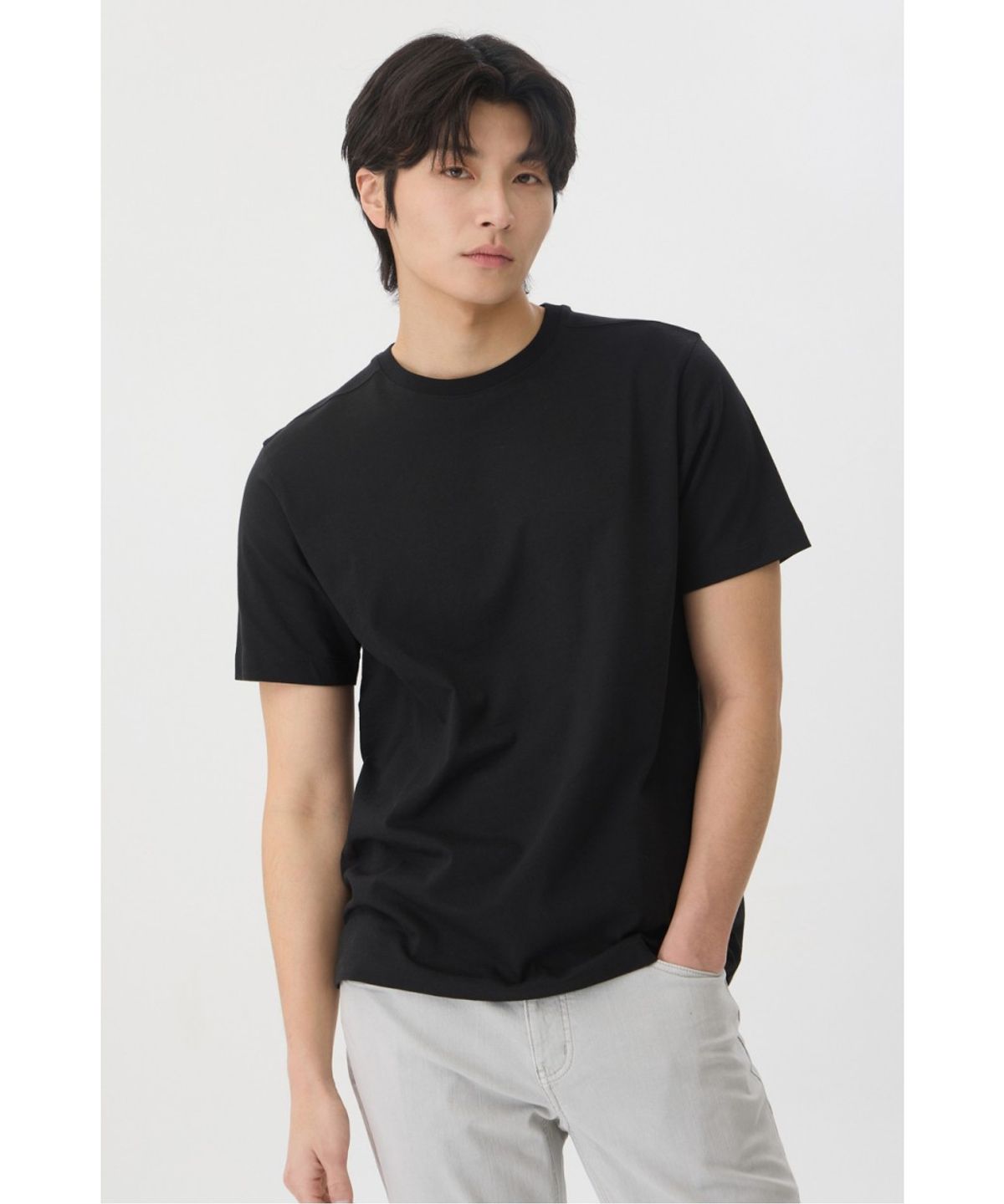 브렌우드(BRENTWOOD) [2PACK] 솔리드 라운드넥 티셔츠 블랙 BITAX26100BKX