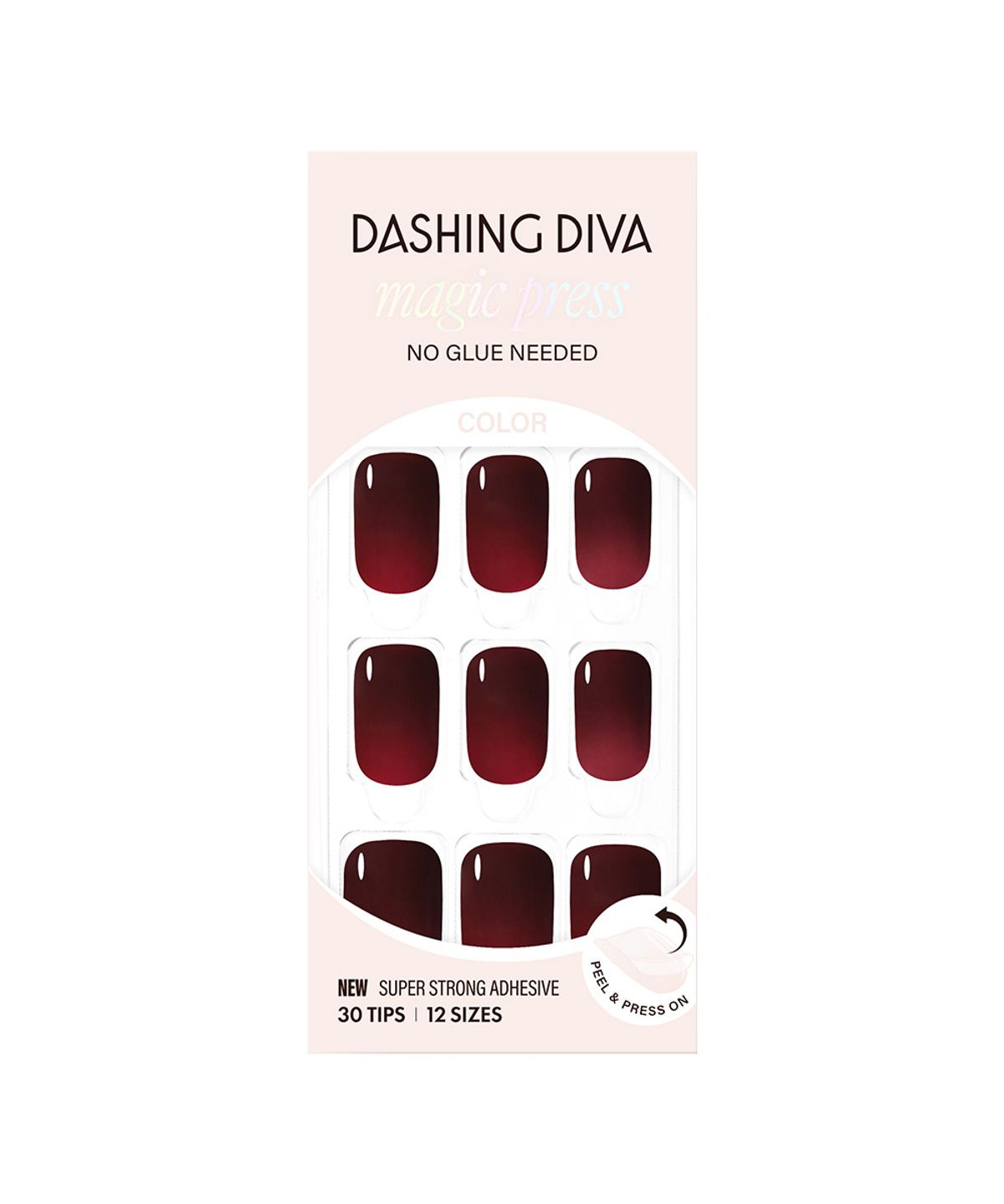 데싱디바(DASINGDIVA) 매직프레스 클래식 버건디 (레귤러 라운드) 네일팁