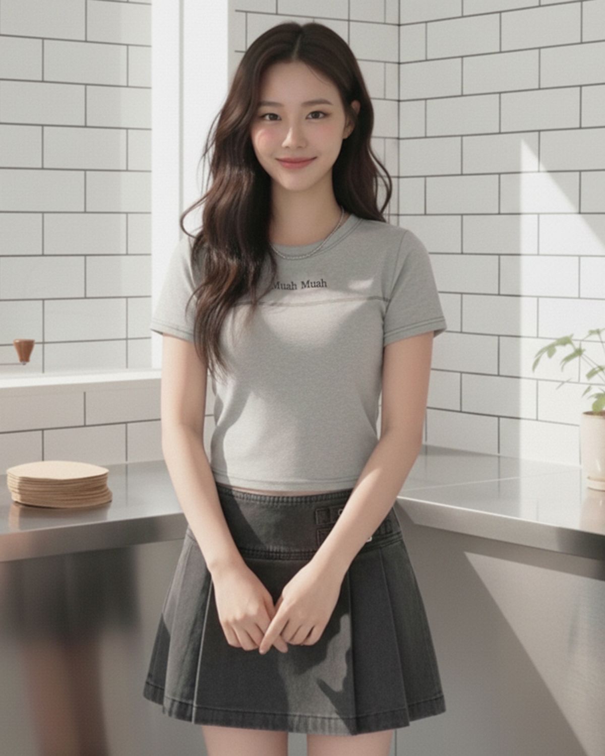 무아무아(MUAHMUAH) 크롭 포인트 핀턱 반팔티 [3color]