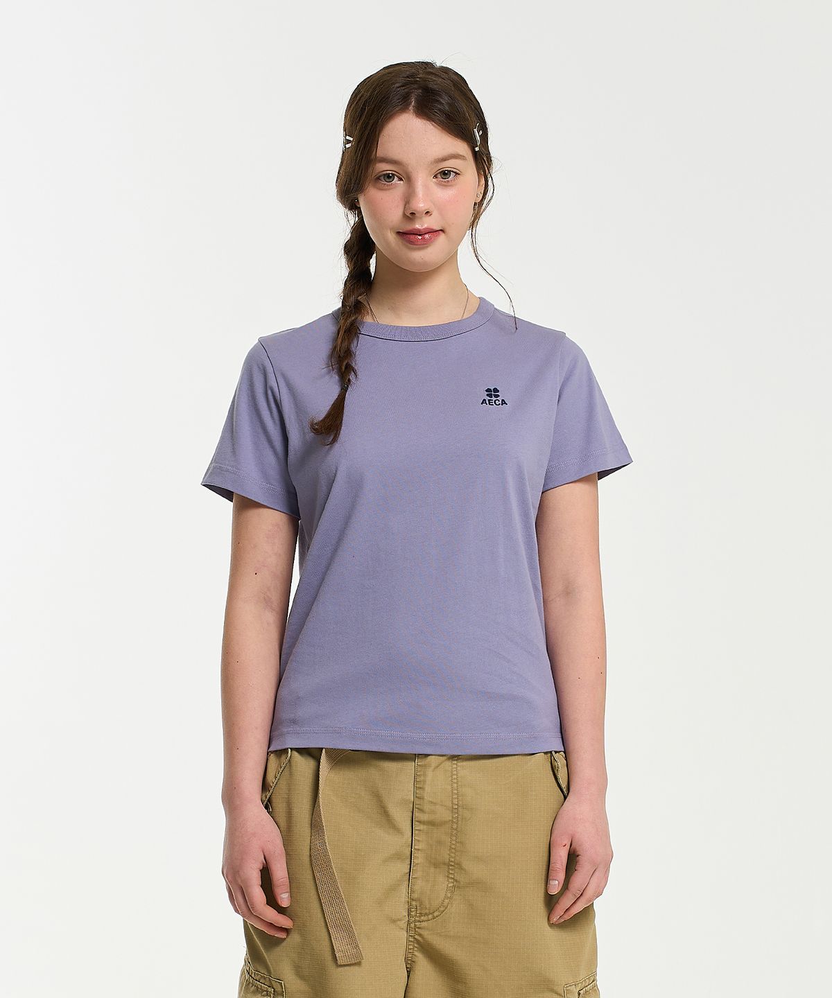 에이카화이트(AECA) (Woman) EVERYDAY AECA CLOVER HALF SLEEVE TEE-PURPLE