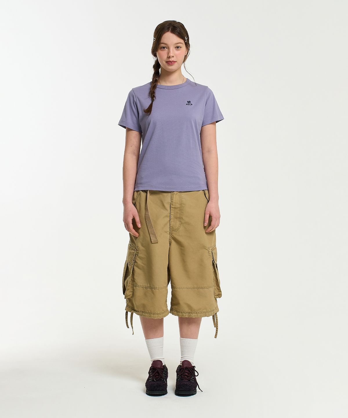 에이카화이트(AECA) (Woman) EVERYDAY AECA CLOVER HALF SLEEVE TEE-PURPLE