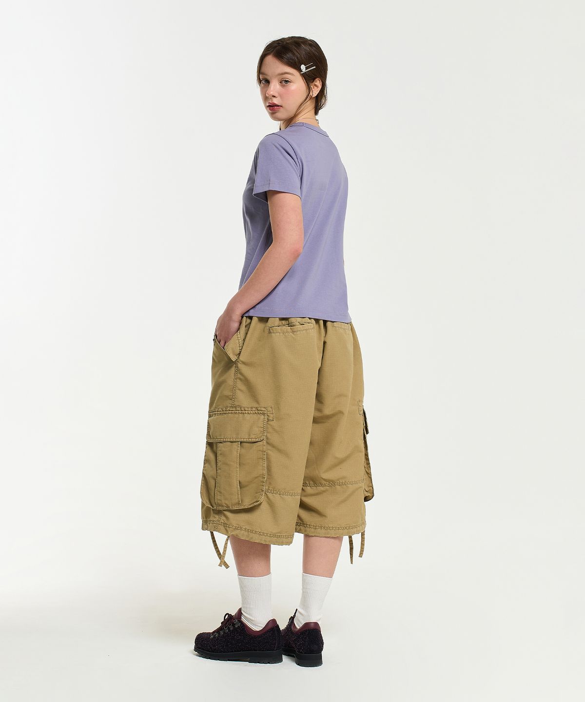 에이카화이트(AECA) (Woman) EVERYDAY AECA CLOVER HALF SLEEVE TEE-PURPLE