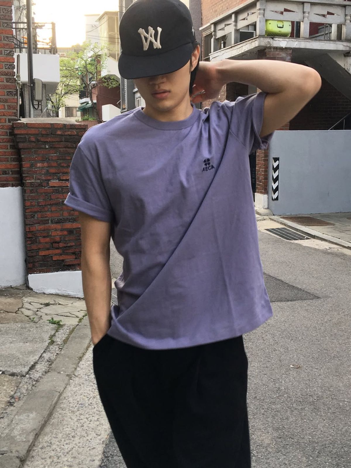 에이카화이트(AECA) EVERYDAY AECA CLOVER HALF SLEEVE TEE-PURPLE