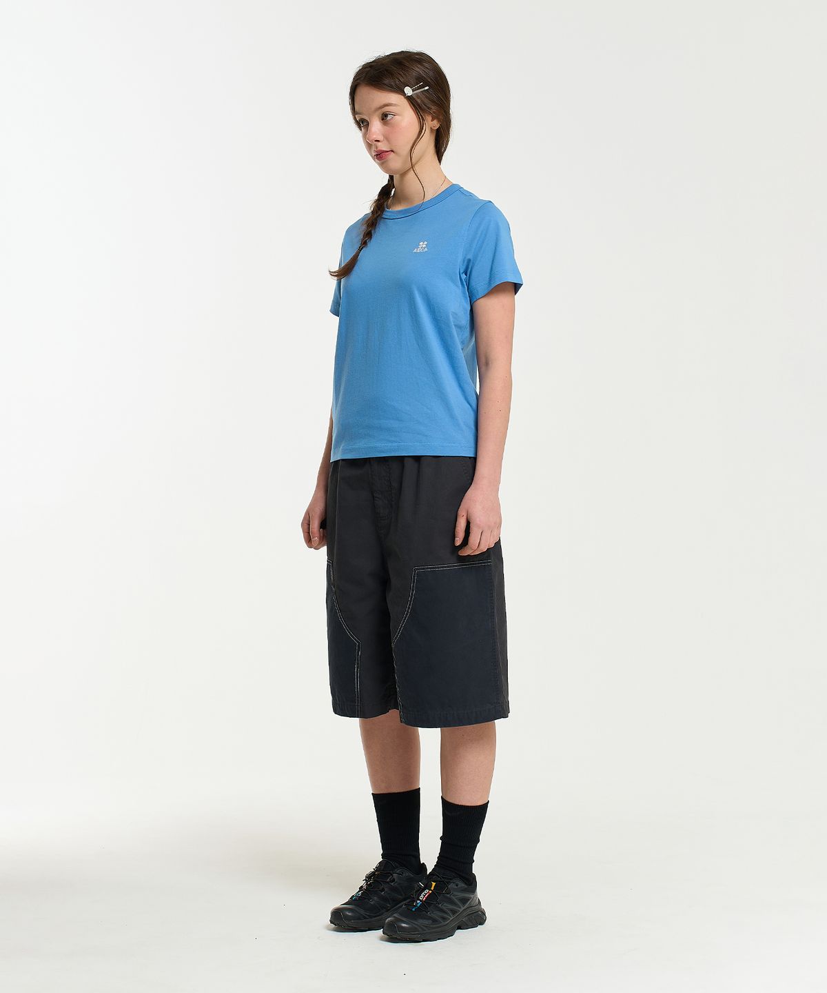 에이카화이트(AECA) (Woman) EVERYDAY AECA CLOVER HALF SLEEVE TEE-BLUE