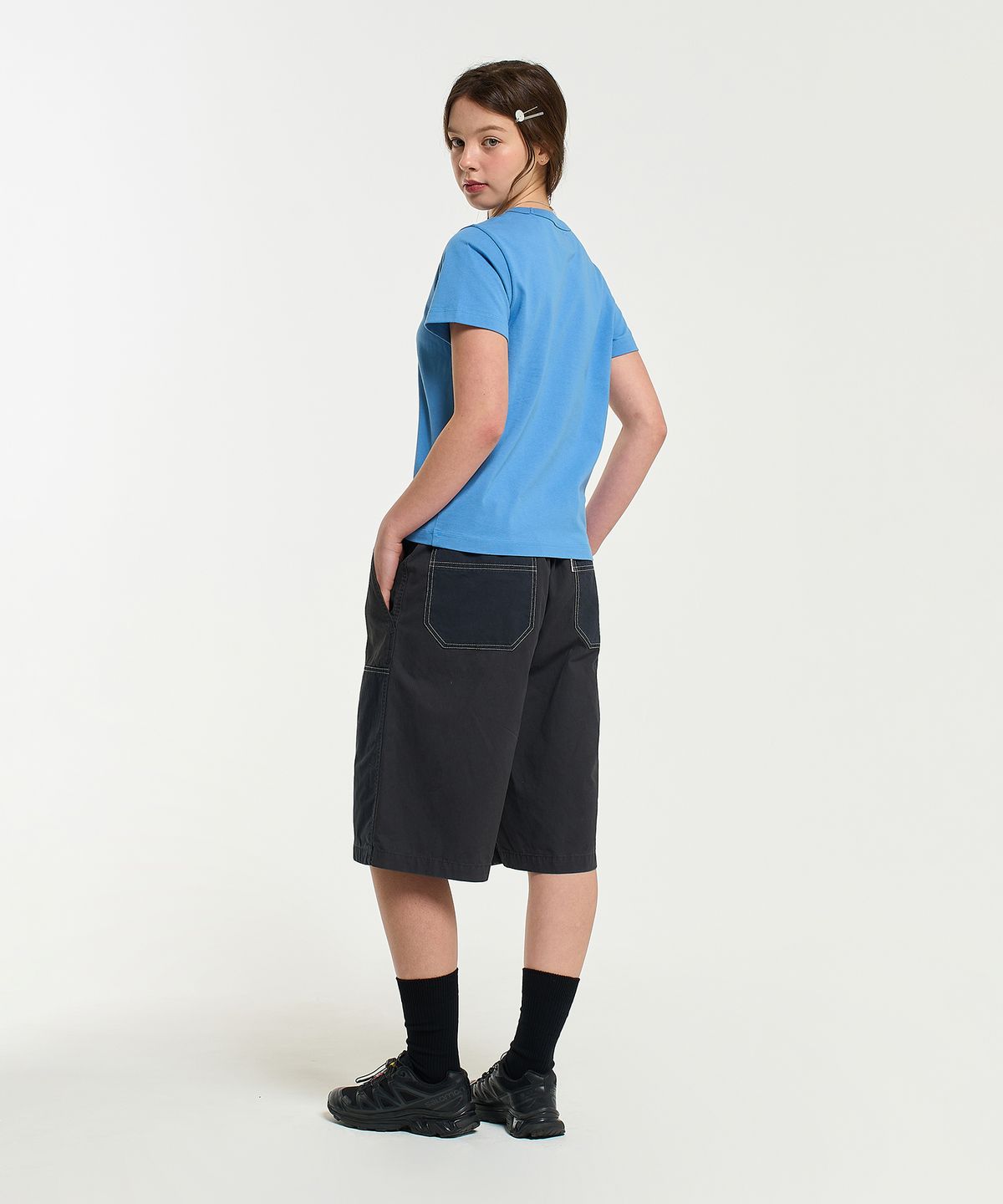 에이카화이트(AECA) (Woman) EVERYDAY AECA CLOVER HALF SLEEVE TEE-BLUE
