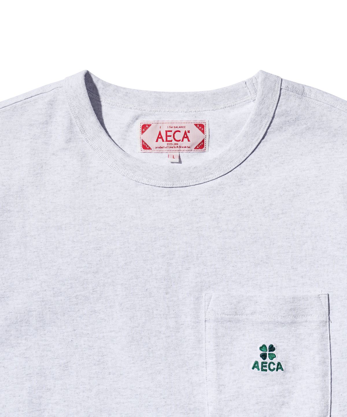 에이카화이트(AECA) (Woman) EVERYDAY AECA CLOVER POCKET TEE-LIGHT GREY