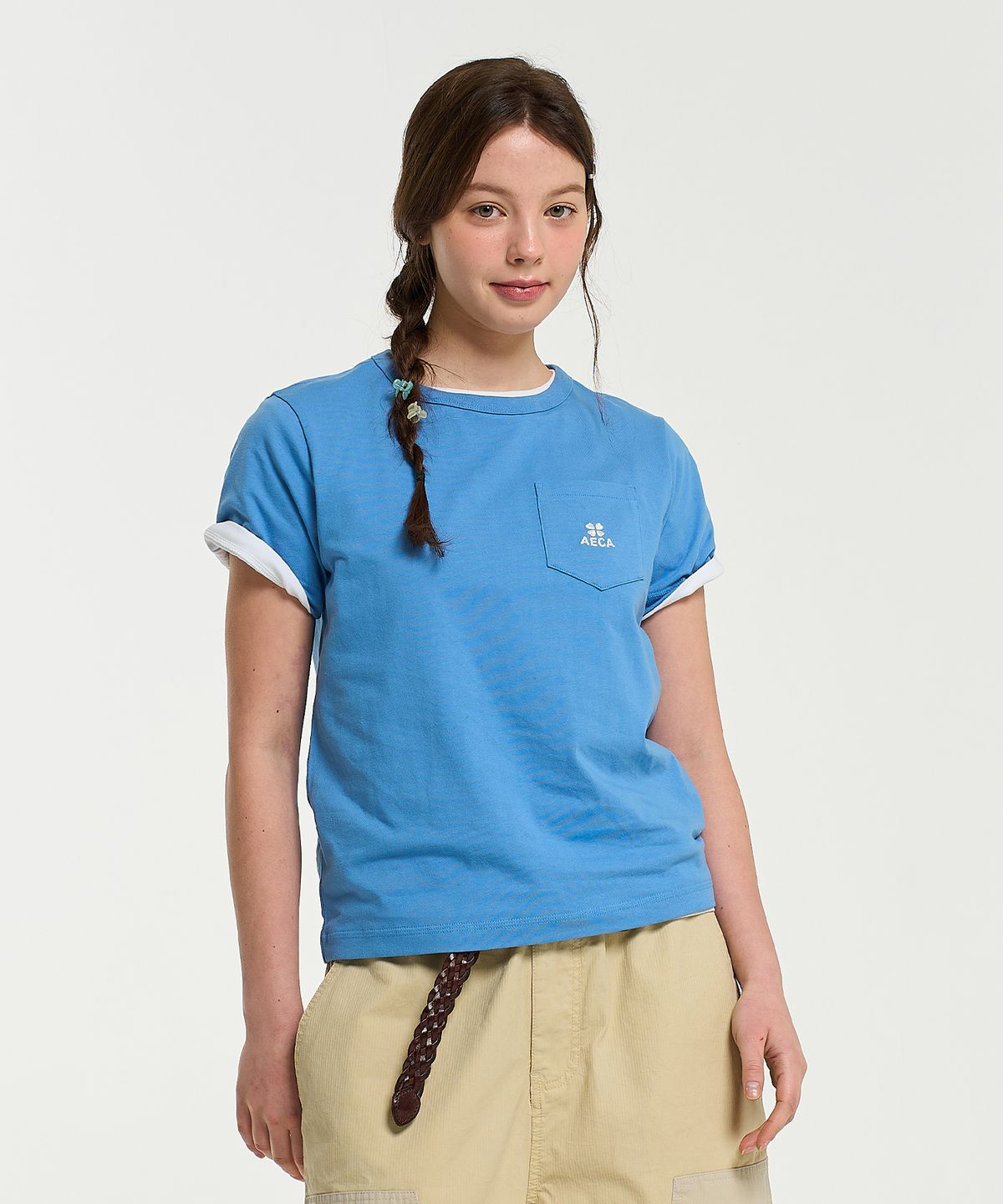 에이카화이트(AECA) (Woman) EVERYDAY AECA CLOVER POCKET TEE-BLUE