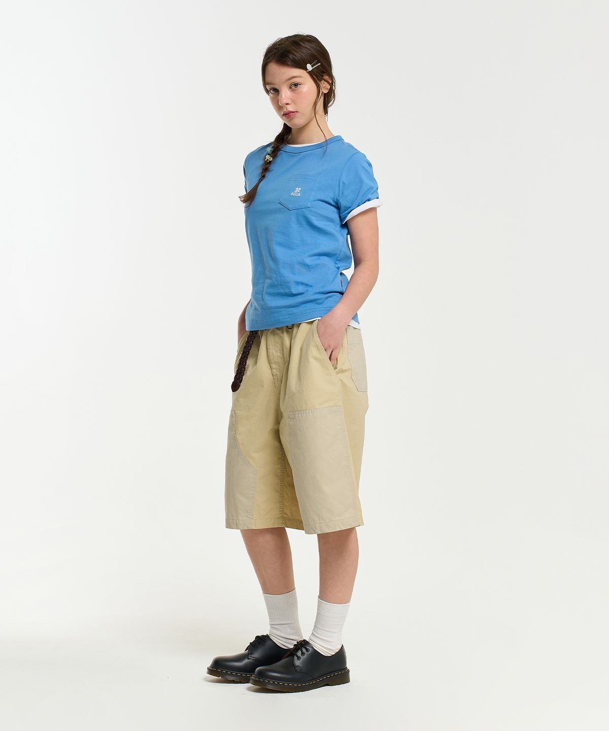 에이카화이트(AECA) (Woman) EVERYDAY AECA CLOVER POCKET TEE-BLUE
