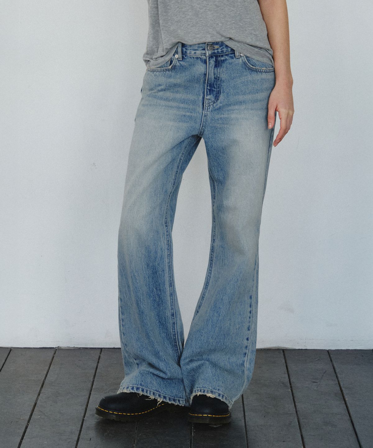씨타(CITTA) Faded Loose Bootcut Denim_CTD428(Light Blue)