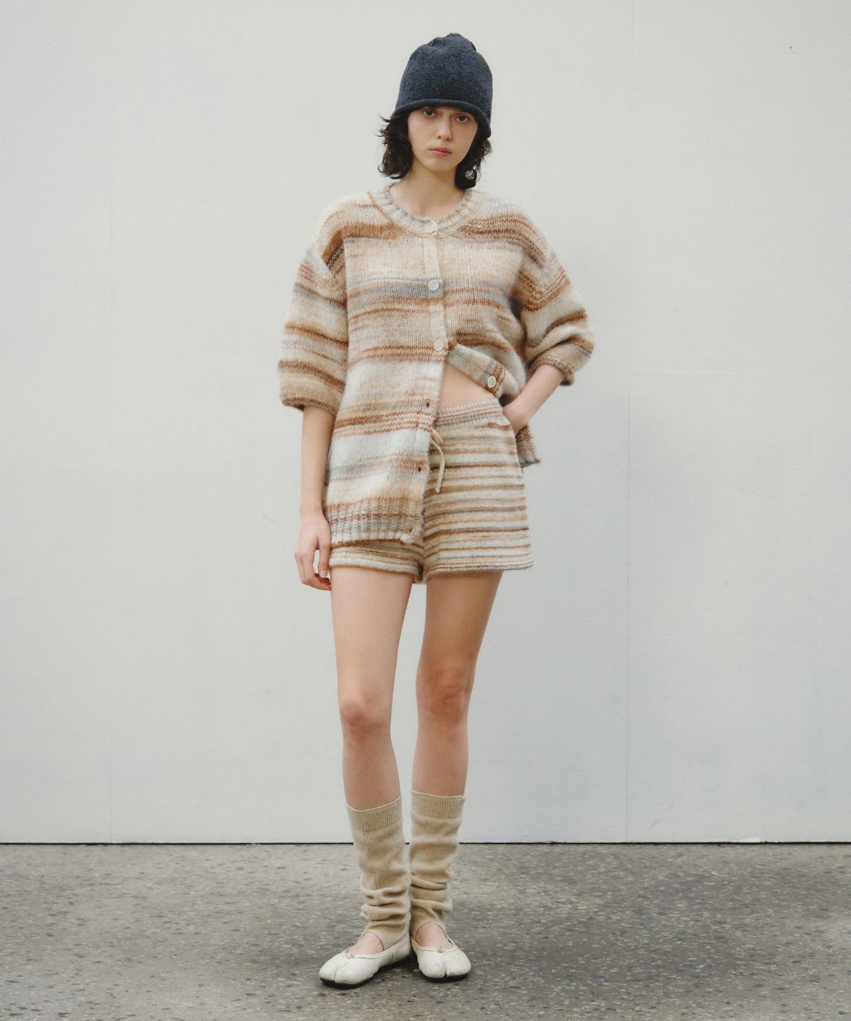 씨타(CITTA) Pastel Stripe Knit Shorts_CTB567(Beige)