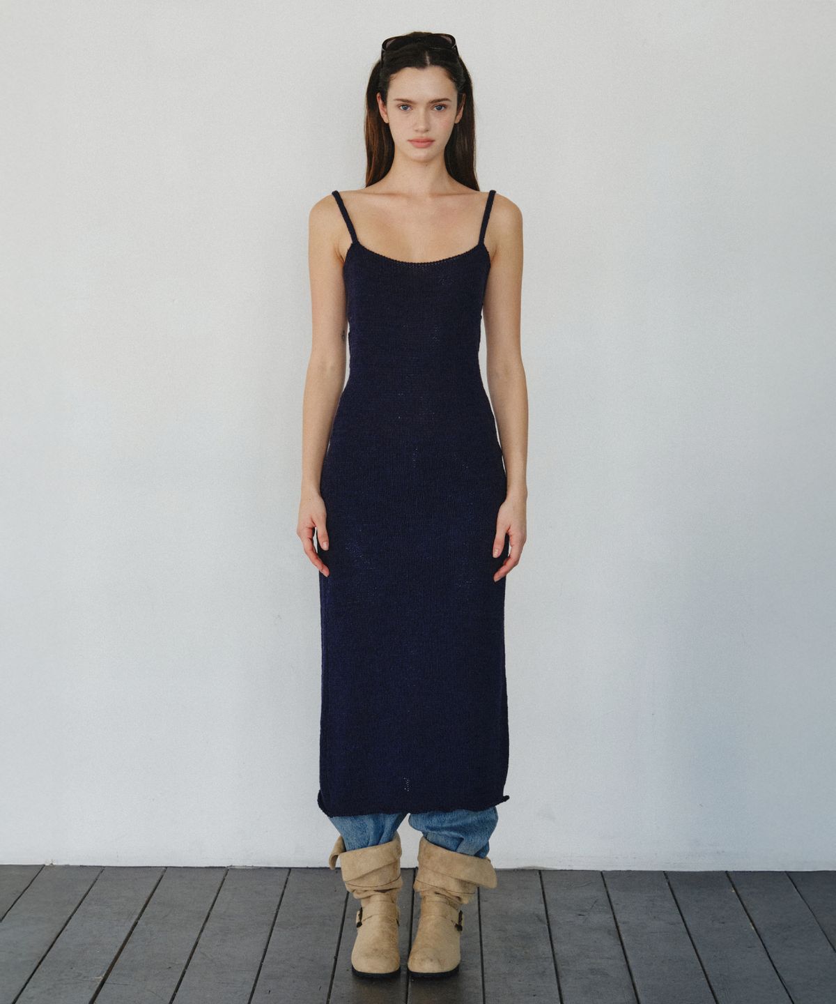 씨타(CITTA) Comfort Cotton Blended Long Knit Dress_CTOP715(Navy)