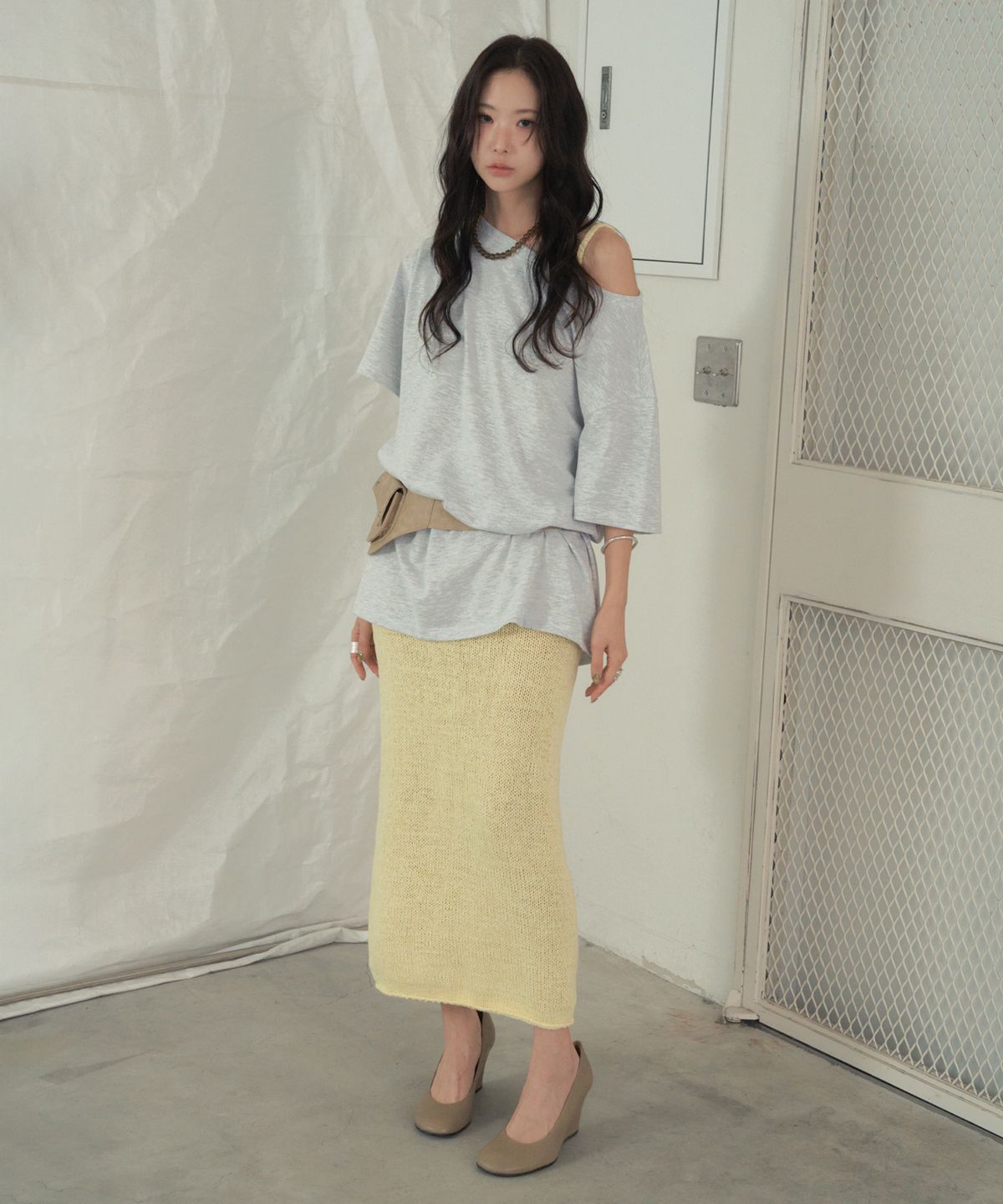 씨타(CITTA) Comfort Cotton Blended Long Knit Dress_CTOP715(Lemon)