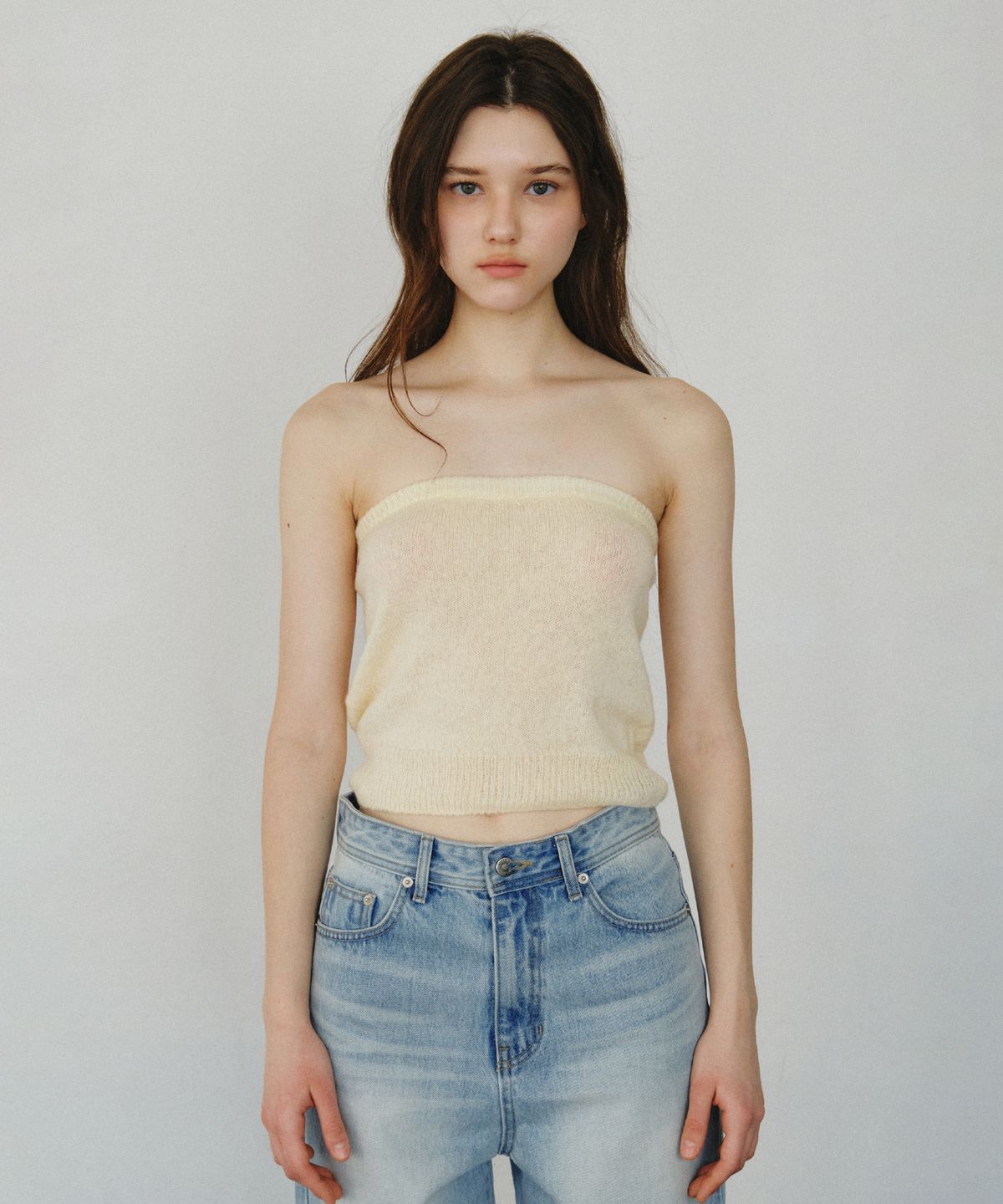 씨타(CITTA) Double Layered Vneck Tube Top Knit Set_CTK258(5color)