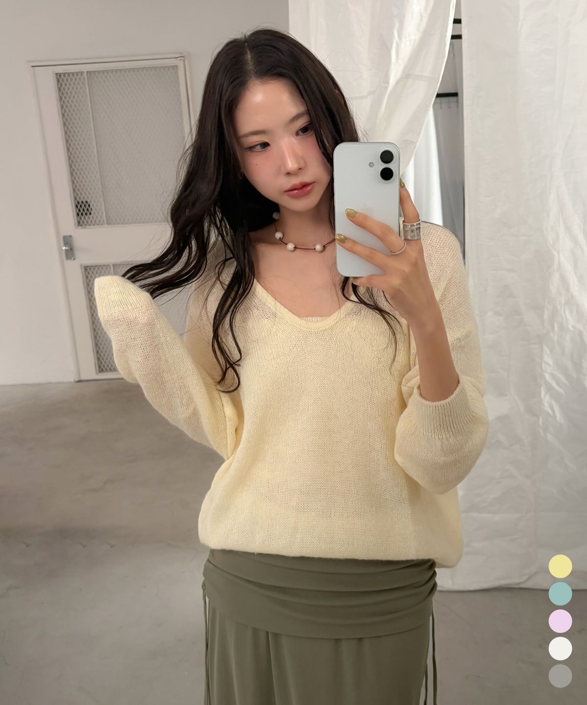 씨타(CITTA) Double Layered Vneck Tube Top Knit Set_CTK258(5color)