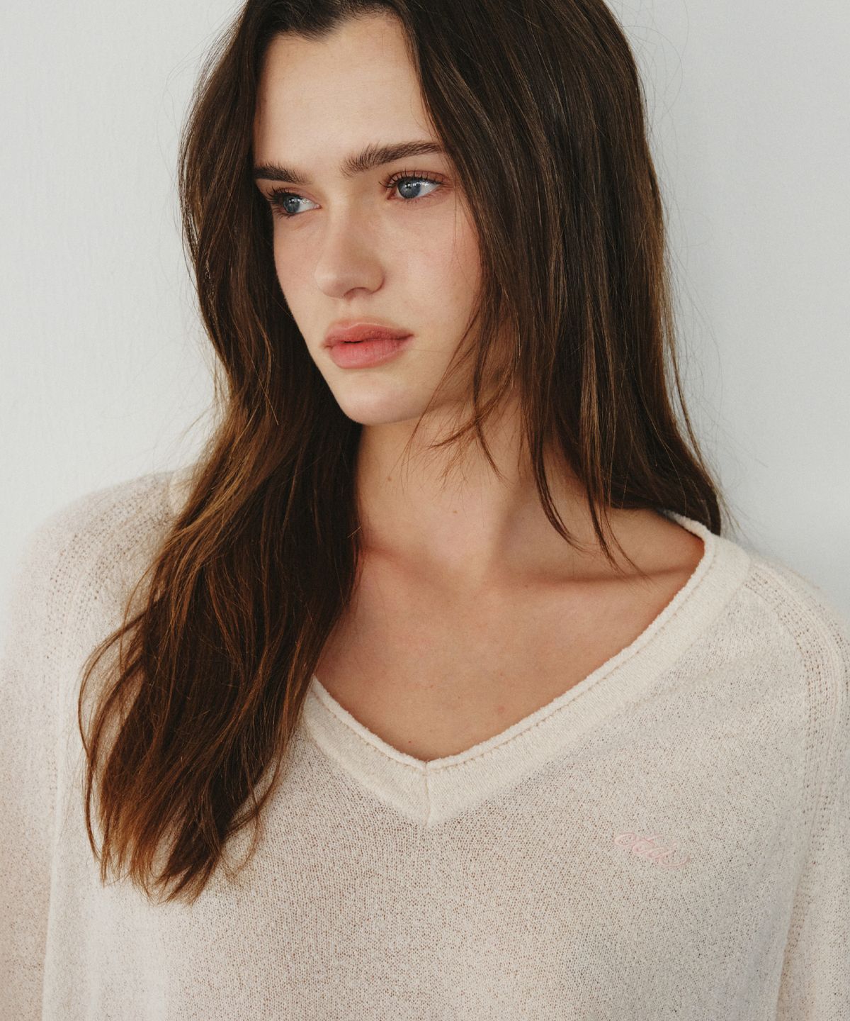씨타(CITTA) Soft Boucle V-Neck Knit_CTK262(Salmon Pink)
