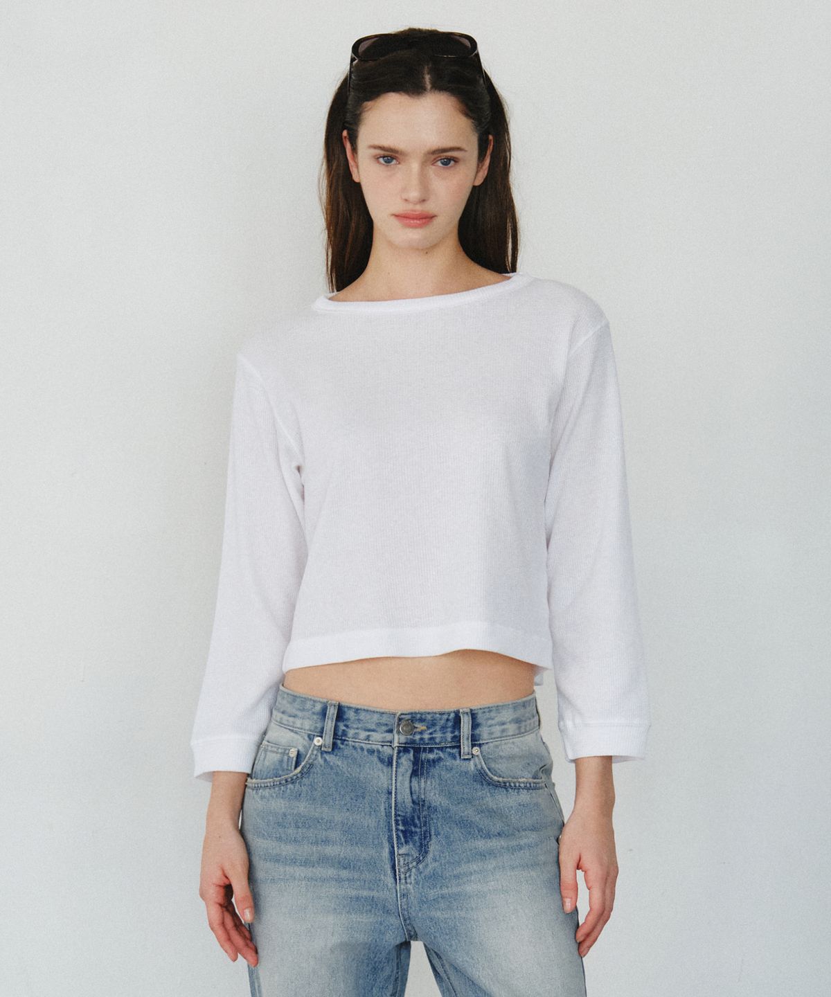 씨타(CITTA) Waffle Semi Crop T-Shirt_CTT3003(White)