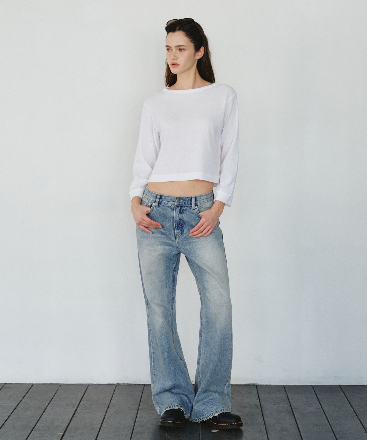 씨타(CITTA) Waffle Semi Crop T-Shirt_CTT3003(White)