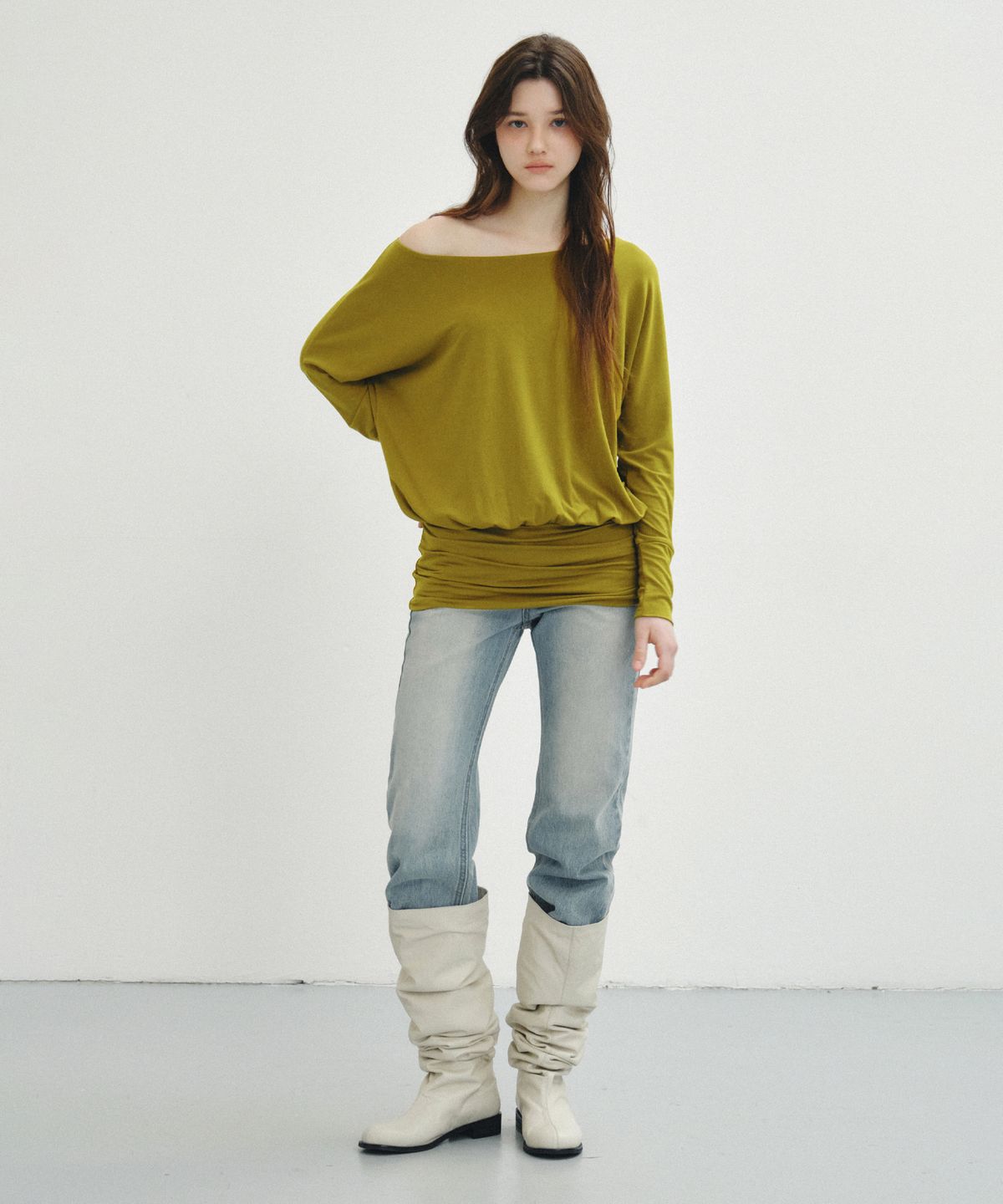 씨타(CITTA) Soft Touch Off-Shoulder Relax Tee_CTT3005(Olive)
