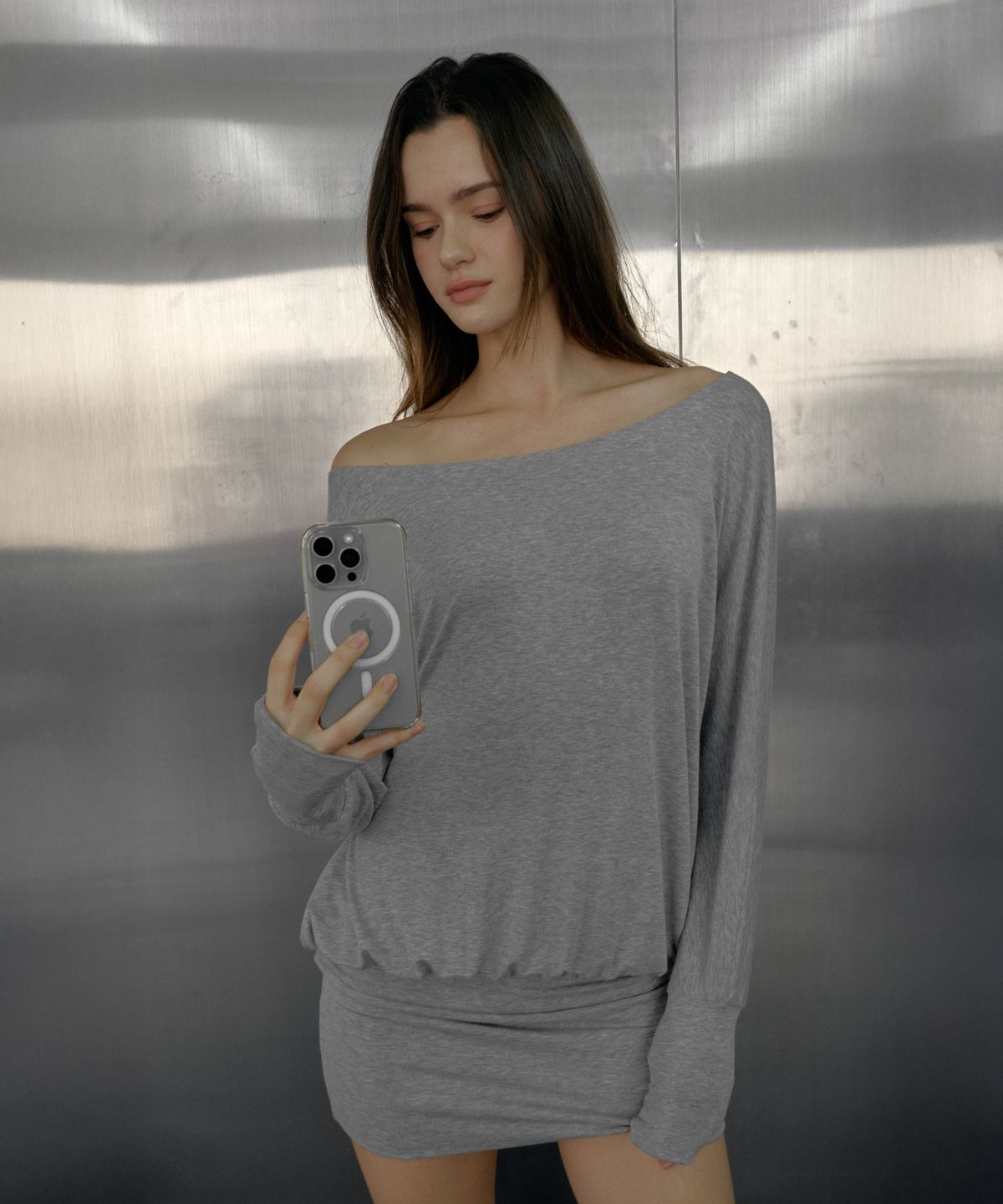 씨타(CITTA) Soft Touch Off-Shoulder Relax Tee_CTT3005(Grey)