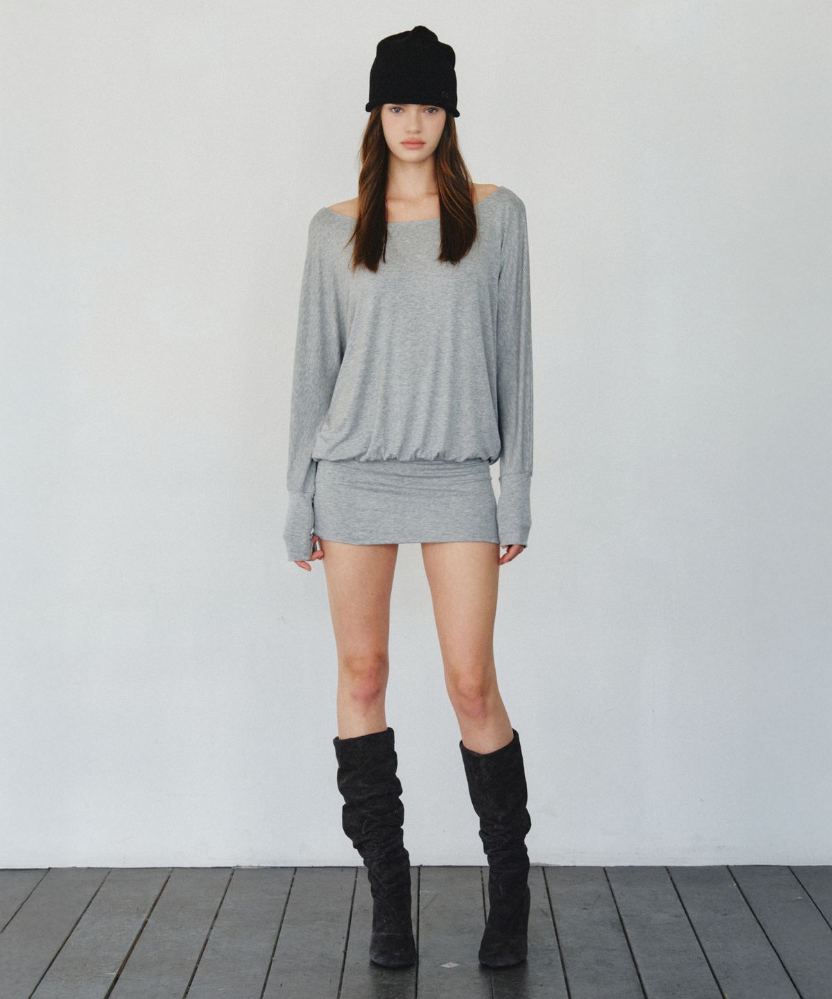씨타(CITTA) Soft Touch Off-Shoulder Relax Tee_CTT3005(Grey)