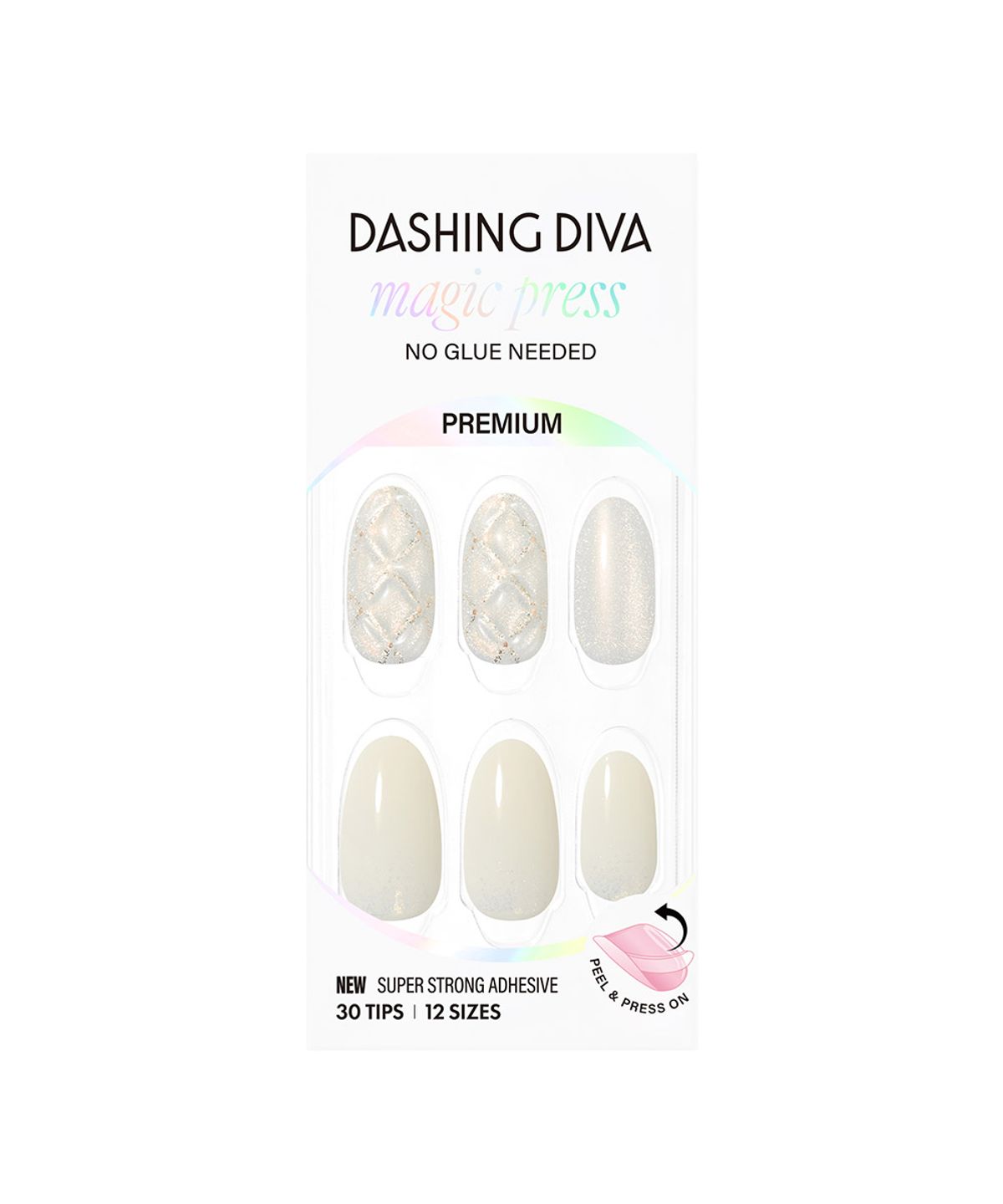 데싱디바(DASINGDIVA) 매직프레스 쉬머 퀼팅 (아몬드) 네일팁