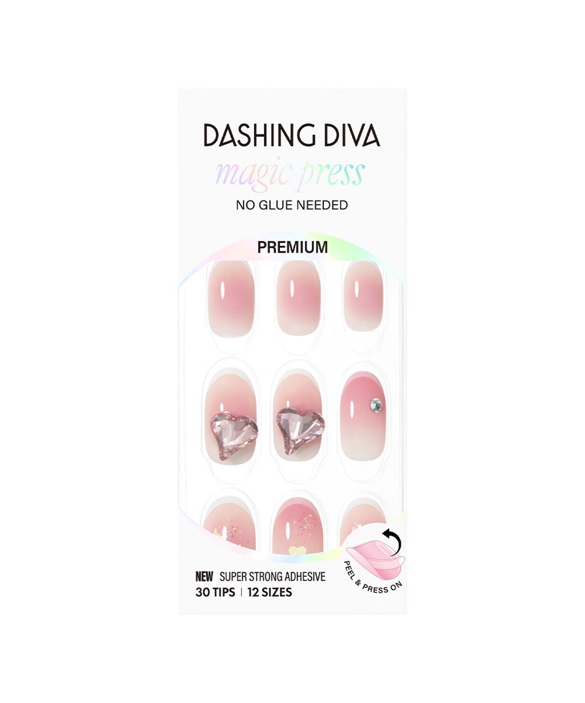 데싱디바(DASINGDIVA) 매직프레스 샤이 하트 (롱 오발) 네일팁