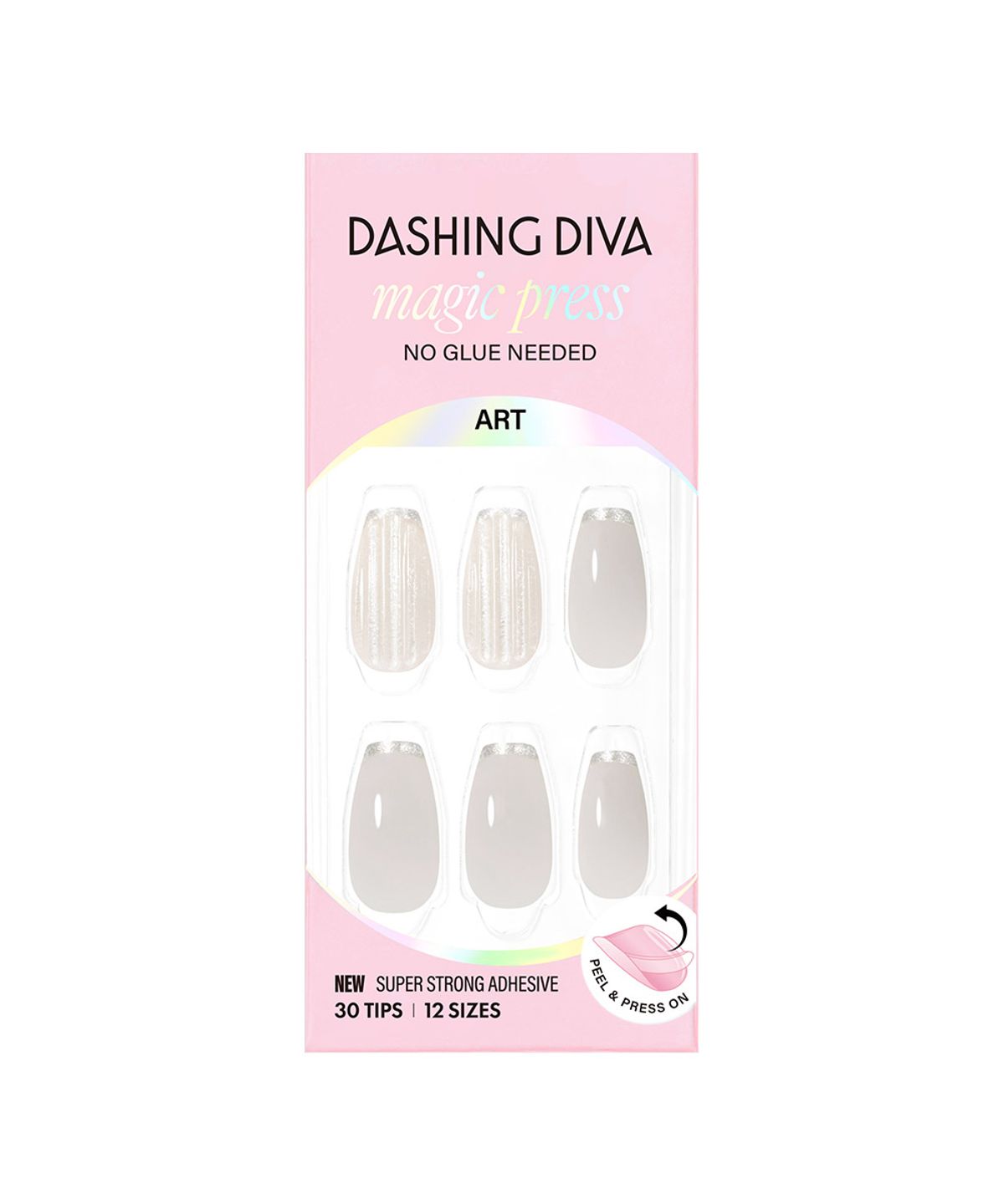 데싱디바(DASINGDIVA) 데싱디바 매직프레스 글라스 그레이 (코핀) 네일팁