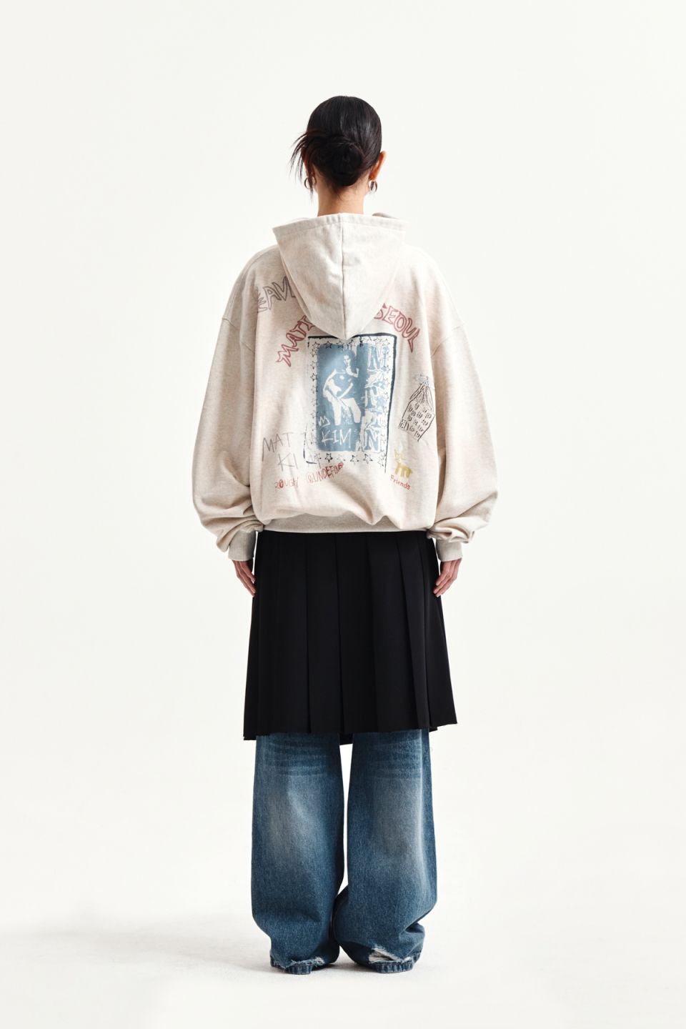 MUSINSA | MATIN KIM VINTAGE WASHED GRAFFITI HOODY ZIP UP IN BEIGE