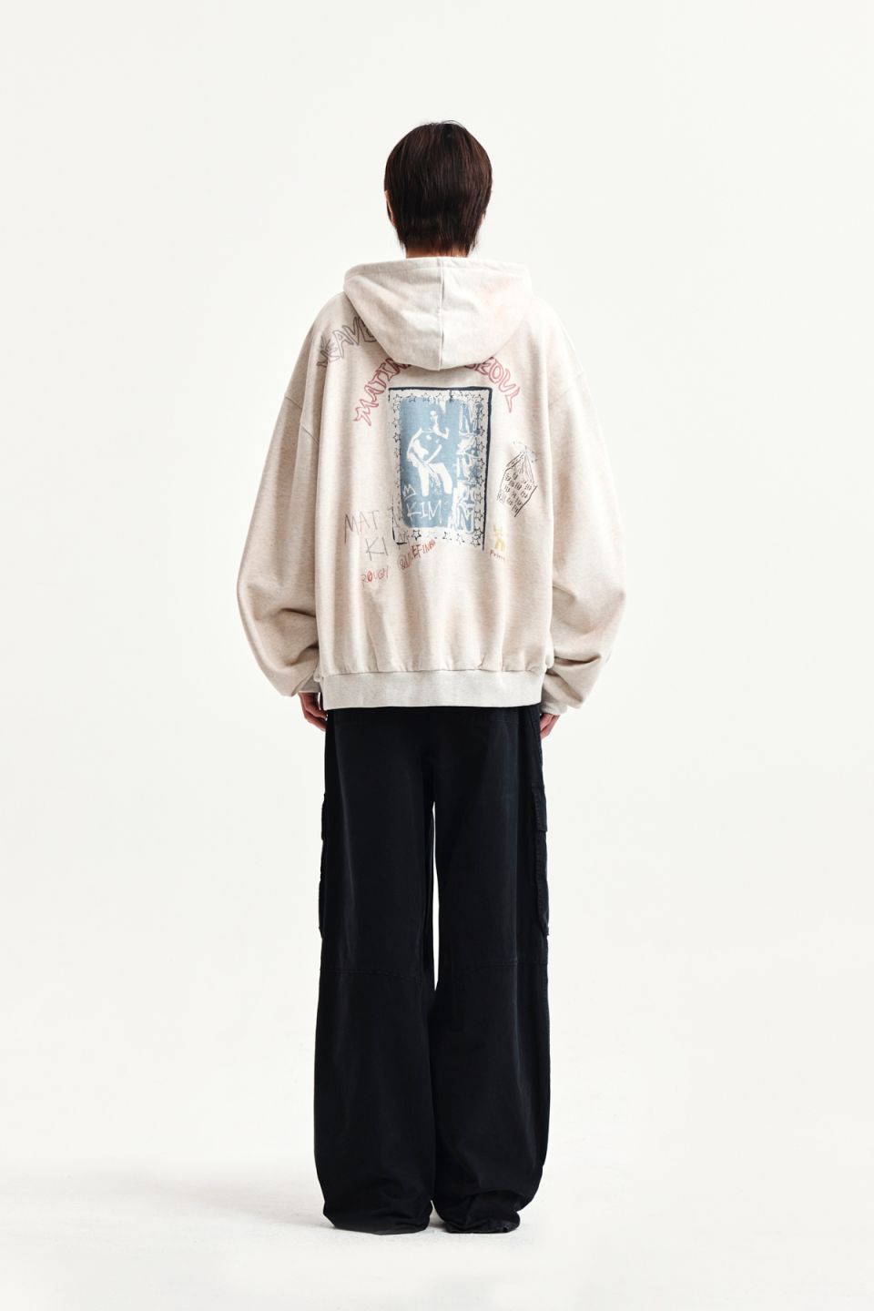 MUSINSA | MATIN KIM VINTAGE WASHED GRAFFITI HOODY ZIP UP IN BEIGE
