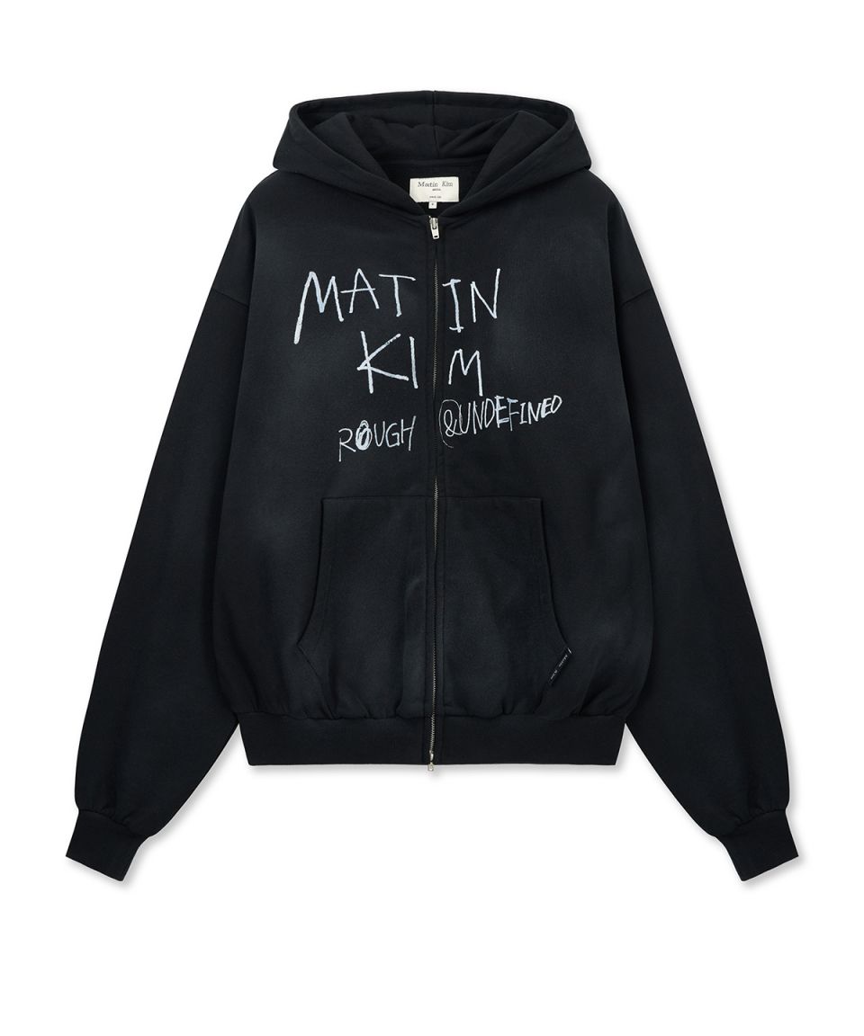MUSINSA | MATIN KIM VINTAGE WASHED GRAFFITI HOODY ZIP UP IN BLACK