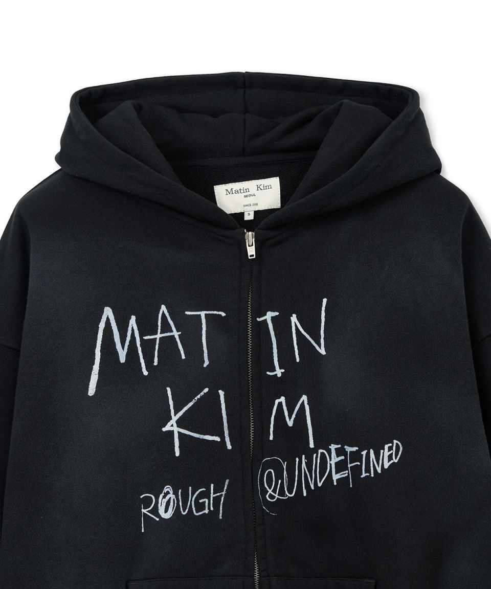 MUSINSA | MATIN KIM VINTAGE WASHED GRAFFITI HOODY ZIP UP IN BLACK