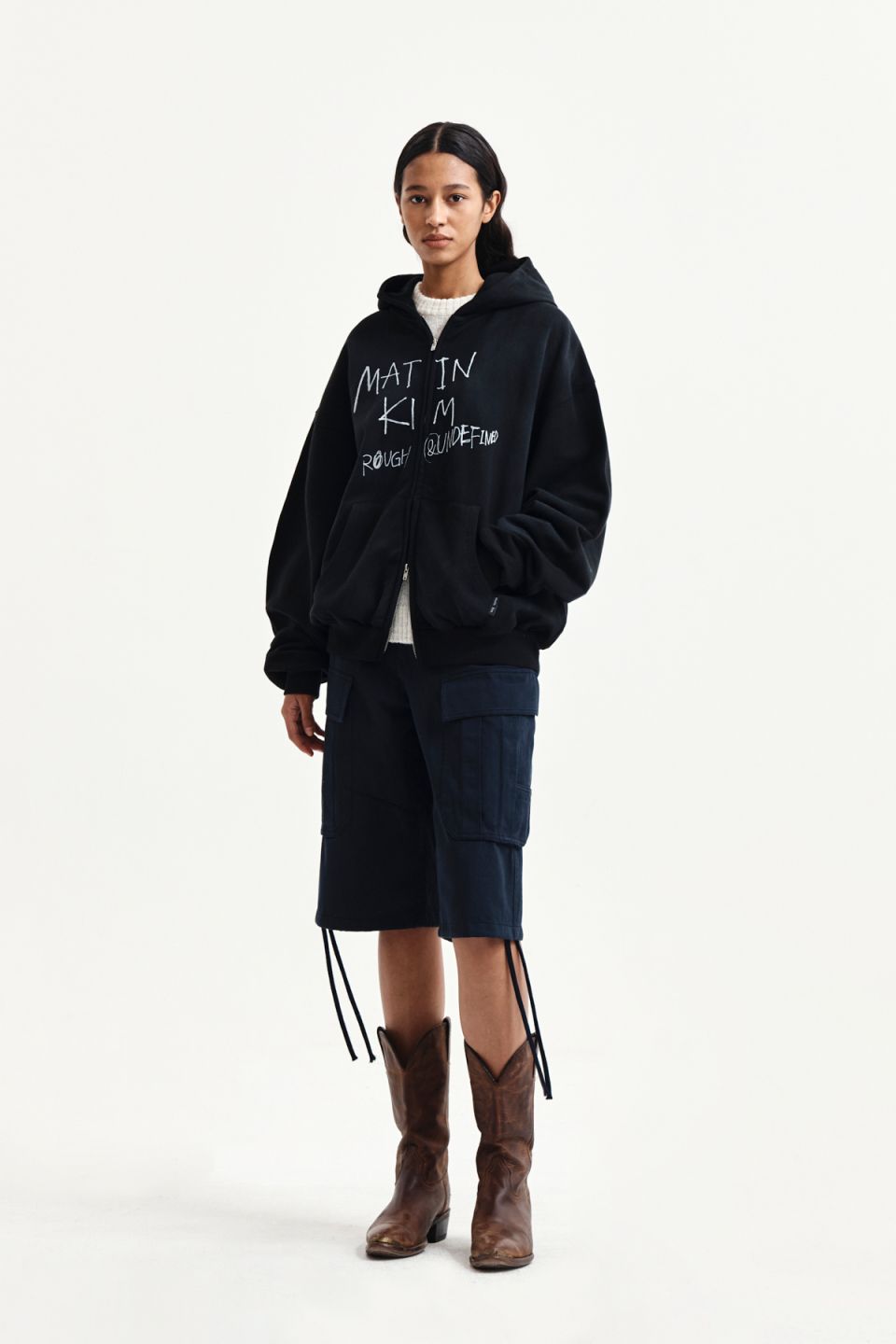 MUSINSA | MATIN KIM VINTAGE WASHED GRAFFITI HOODY ZIP UP IN BLACK