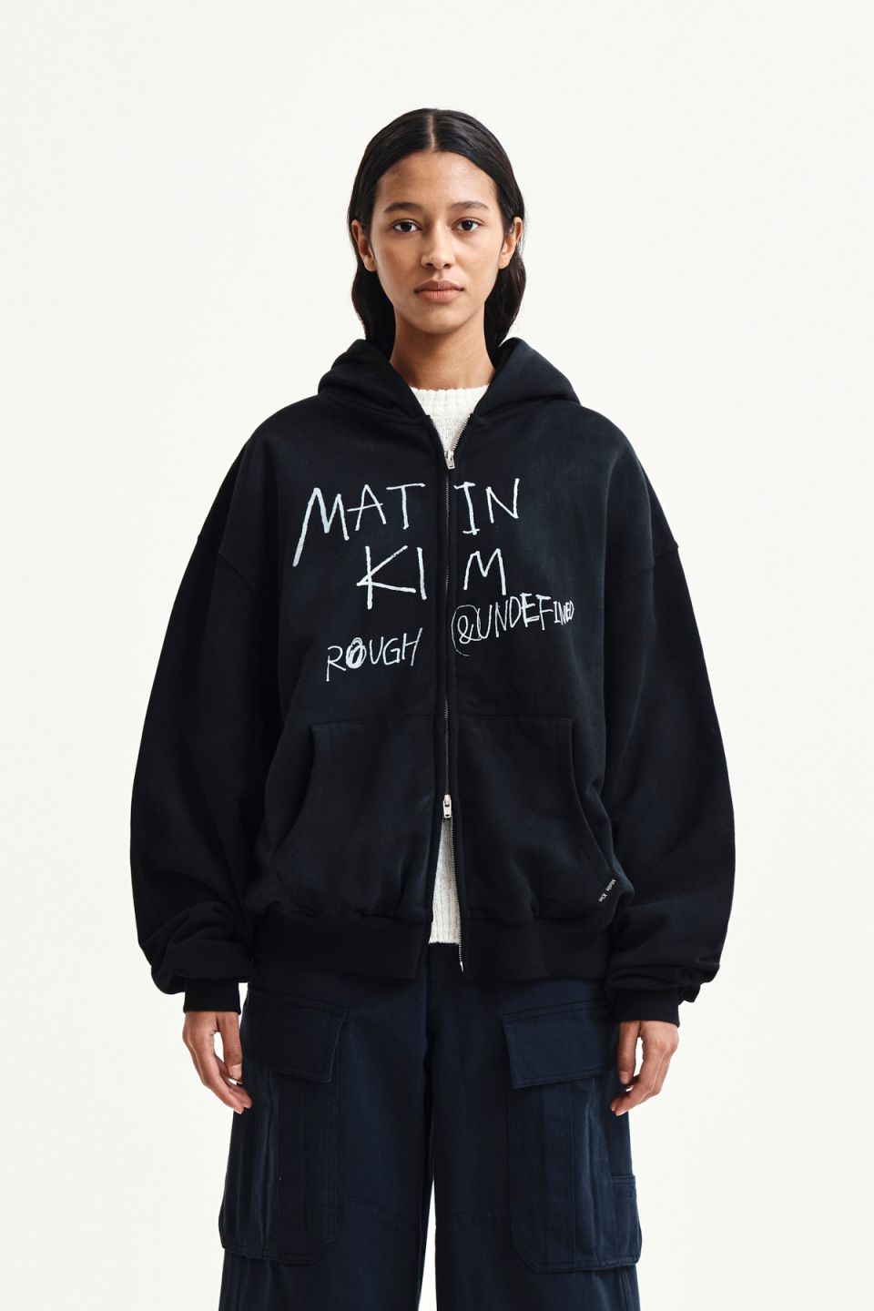 MUSINSA | MATIN KIM VINTAGE WASHED GRAFFITI HOODY ZIP UP IN BLACK