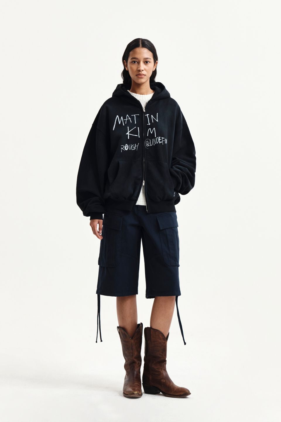 トップス matin kim VINTAGE WASHED GRAFFITI HOODY matinkim_magazine 26SS 2nd DROP VINTAGE WASHED GRAFFITI HOODY ZIP