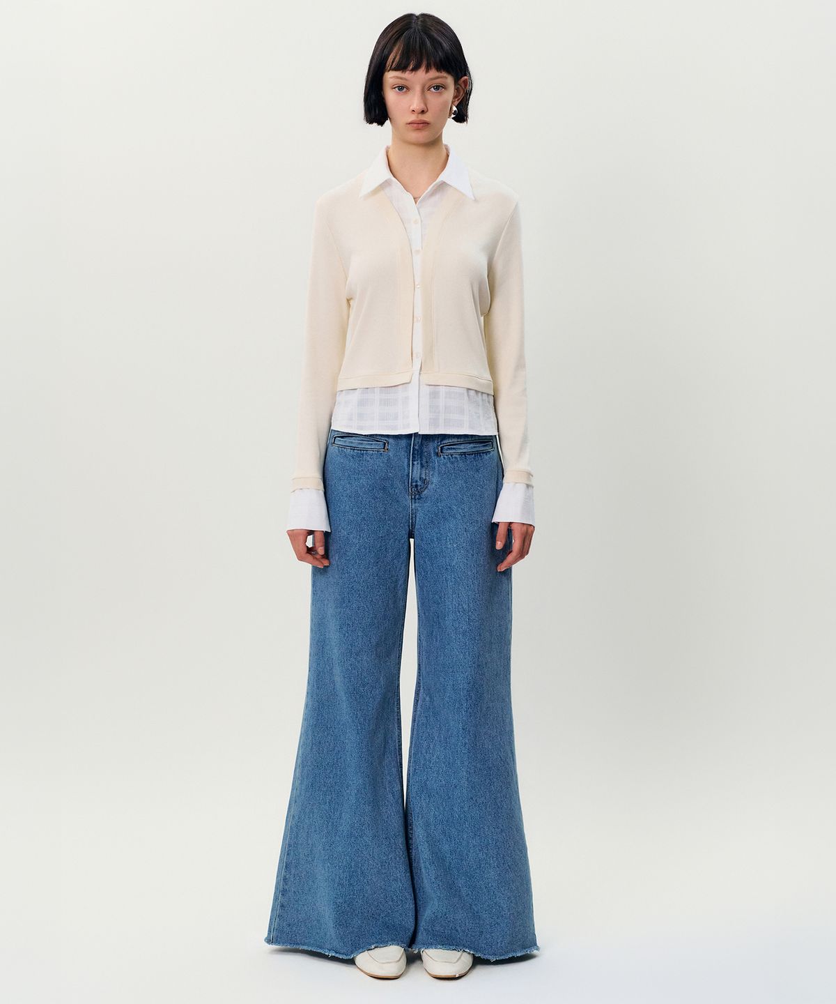 메이버유(MAYVERU) Sean SHIRT collar cardigan _ Cream