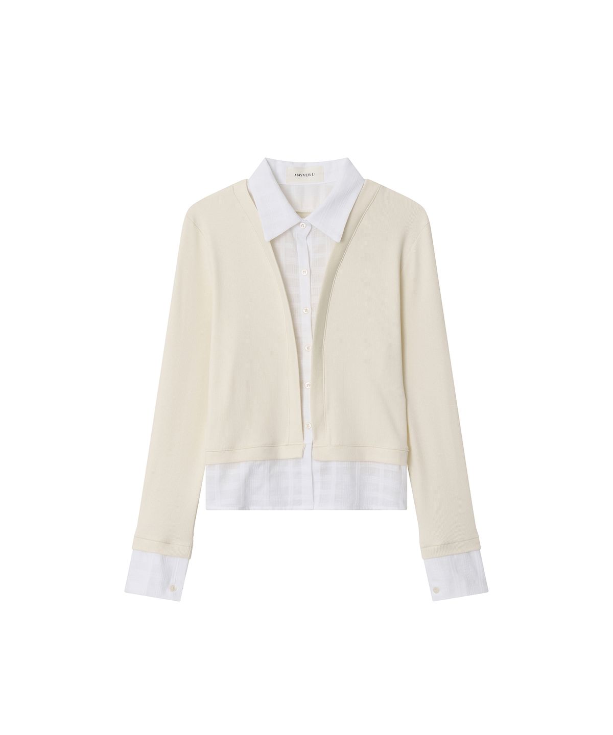 메이버유(MAYVERU) Sean SHIRT collar cardigan _ Cream